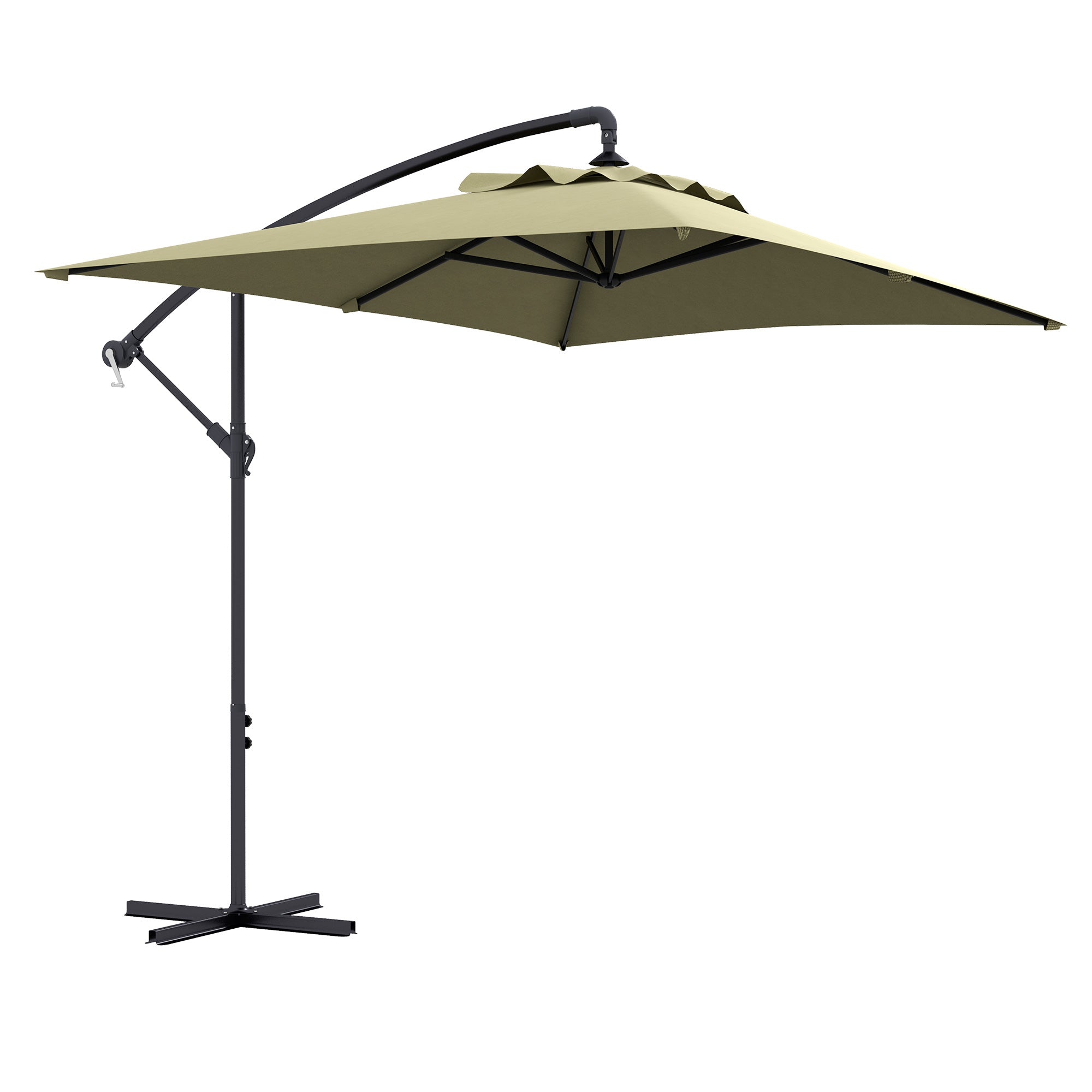 Outsunny 3m Square Canopy Cantilever Parasol, with Cross Base - Beige - North Peak Garden Furniture