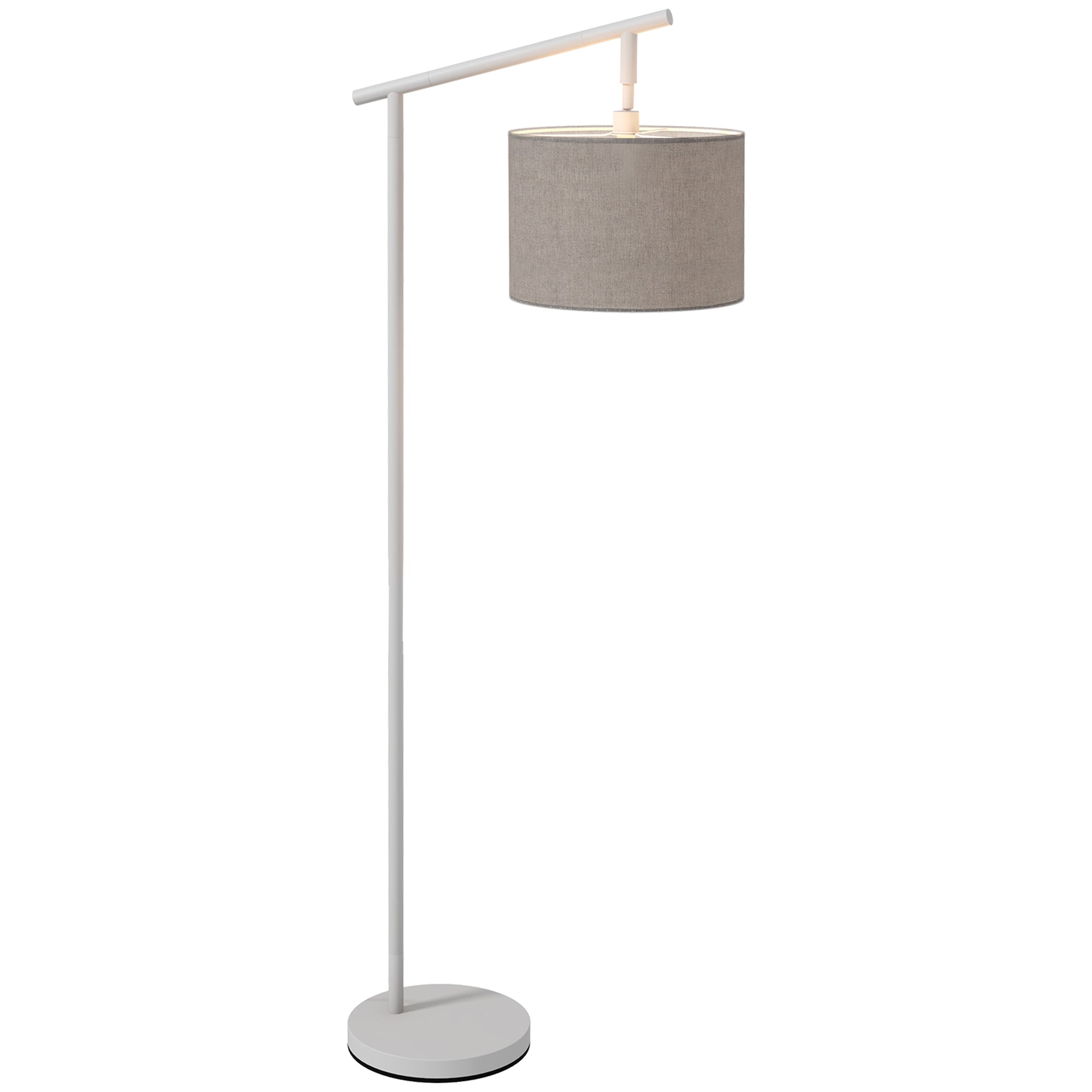 HOMCOM Metal Frame Floor Lamp with 350° Rotating Lampshade, for Living Room and Bedroom, LED Bulb Included, Grey - North Peak Garden Furniture