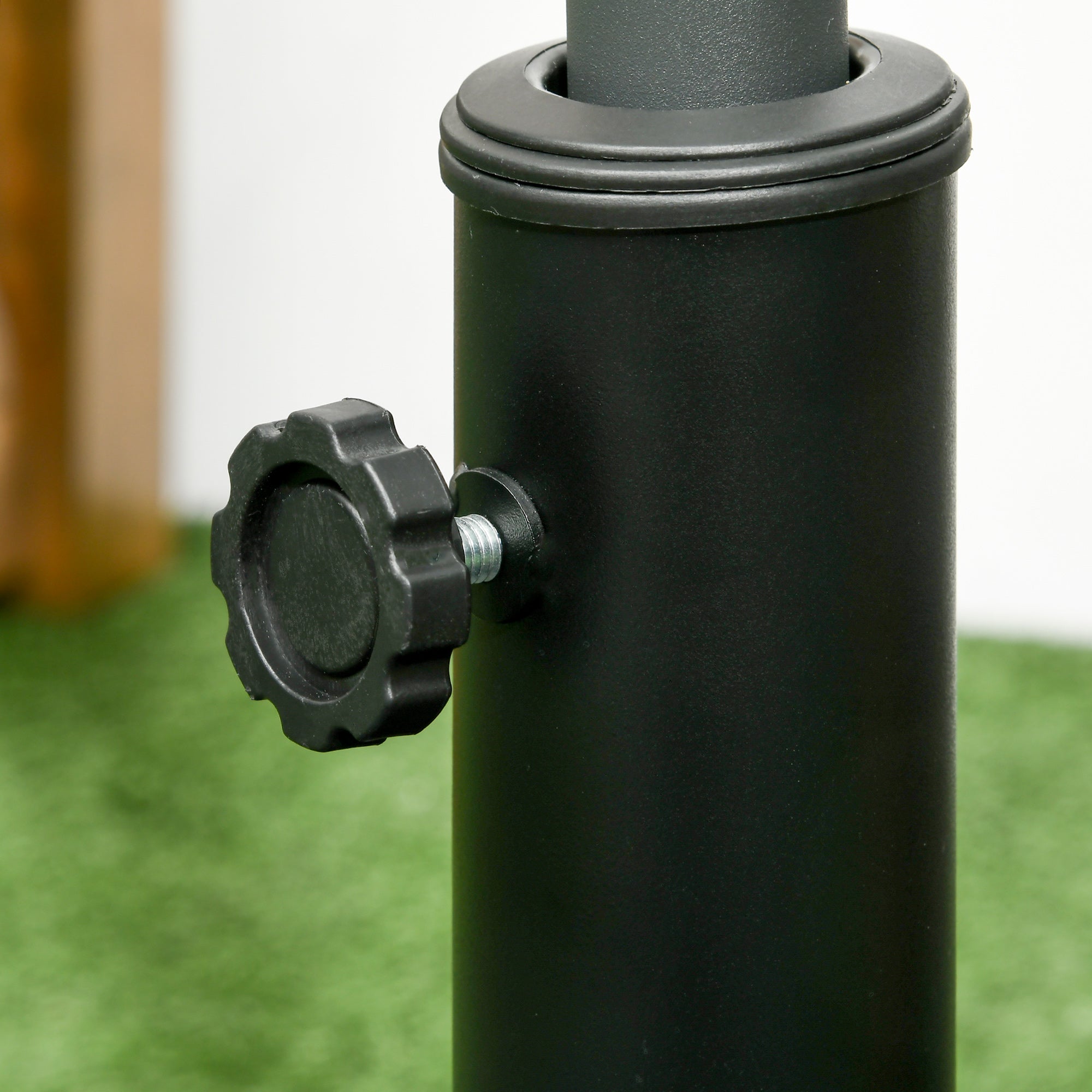 Outsunny 19kg Resin Garden Parasol Base Holder, Square Outdoor Market Umbrella Stand Weight for Poles of Φ32mm, Φ38mm, and Φ48mm, Black - North Peak Garden Furniture