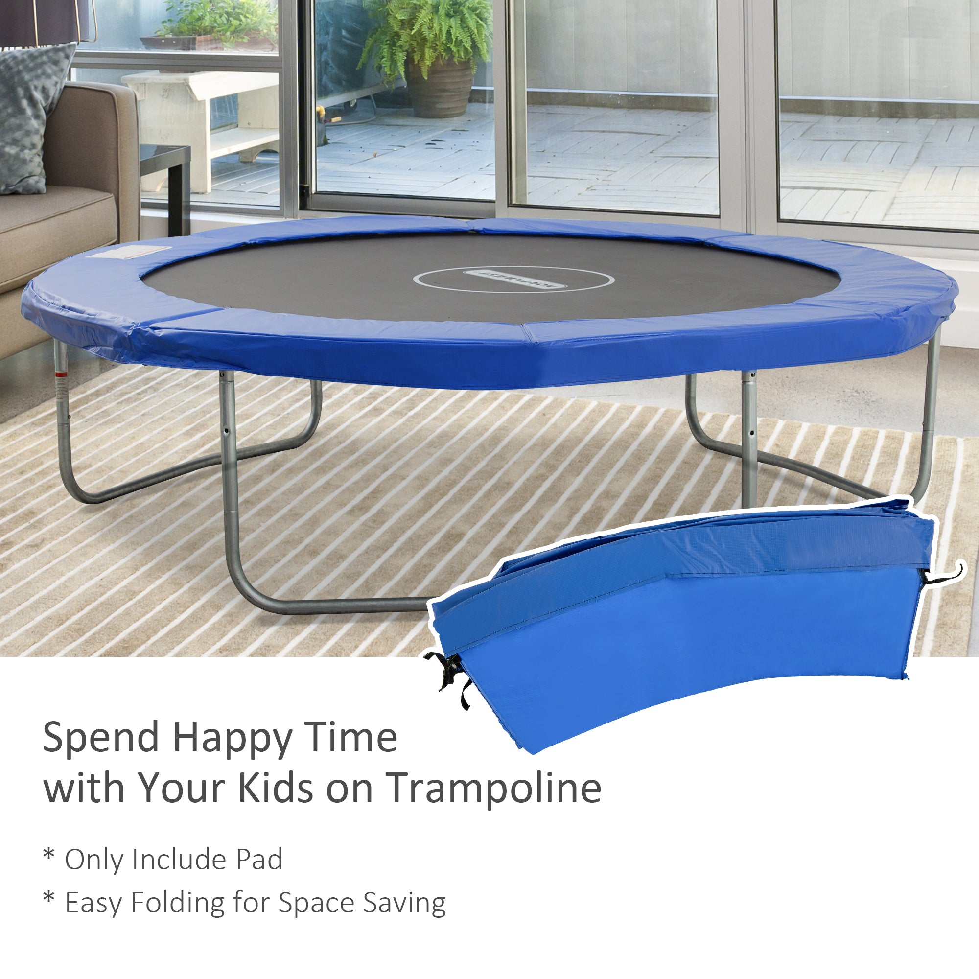 HOMCOM 10FT Trampoline Pad, Φ305cm Trampoline Accessories Surround Safety Pad Foam Padding Pads Replacement Spare, Blue - North Peak Garden Furniture