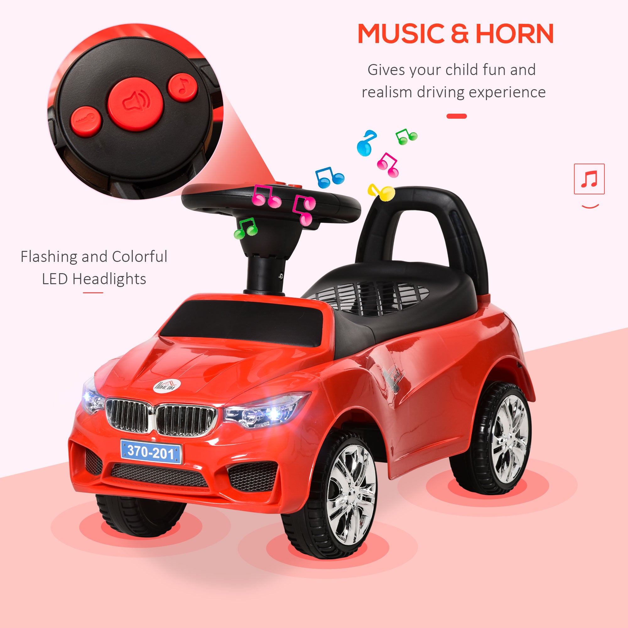 HOMCOM Ride on Car Baby Toddler Walker Foot to Floor Sliding Car Slider Red - North Peak Garden Furniture