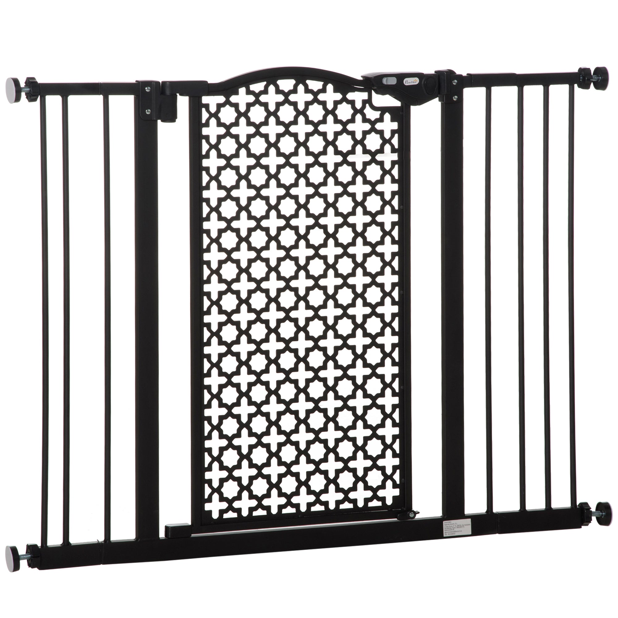 PawHut 74-105cm Pet Safety Gate Stair Barrier, with Auto Close, Double Locking - Black - North Peak Garden Furniture