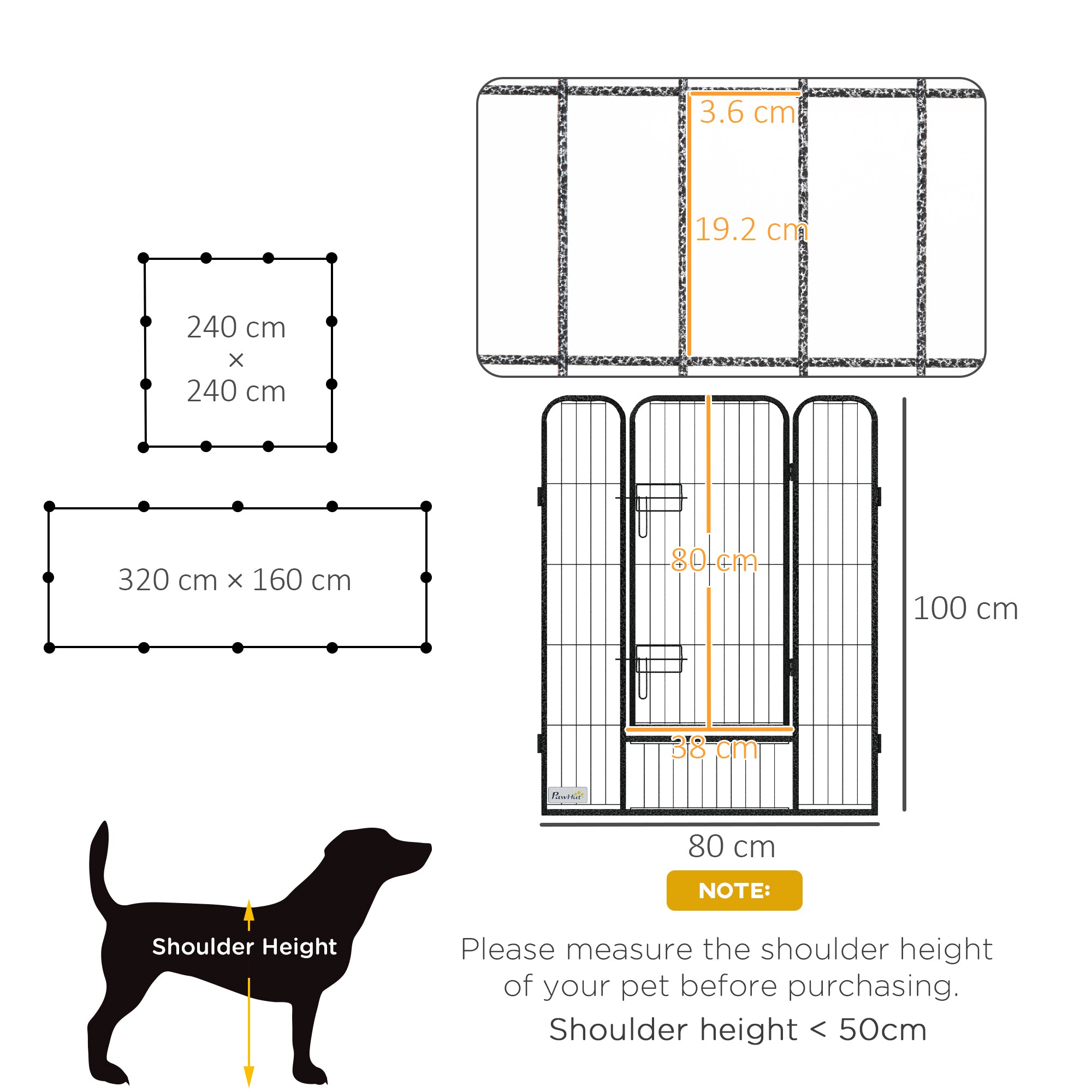 PawHut 12 Panels Heavy Duty Puppy Playpen, for Small Dogs, Indoor and Outdoor Use - Silver