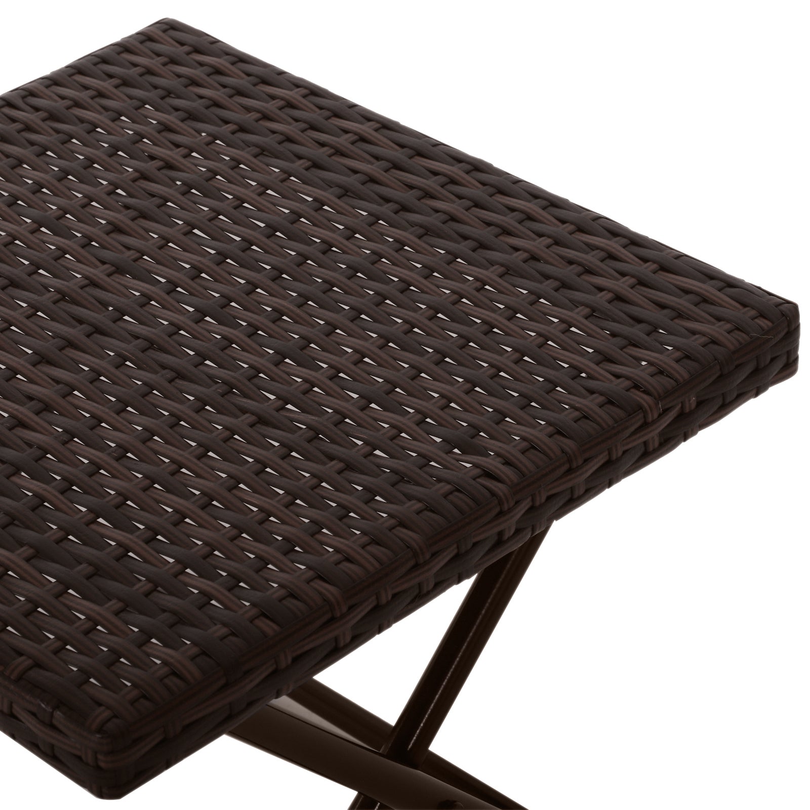 Outsunny Garden Small Folding Square Rattan Coffee Table Bistro Balcony Outdoor Wicker Weave Side Table 40H x 40L x 40Wcm Brown - North Peak Garden Furniture
