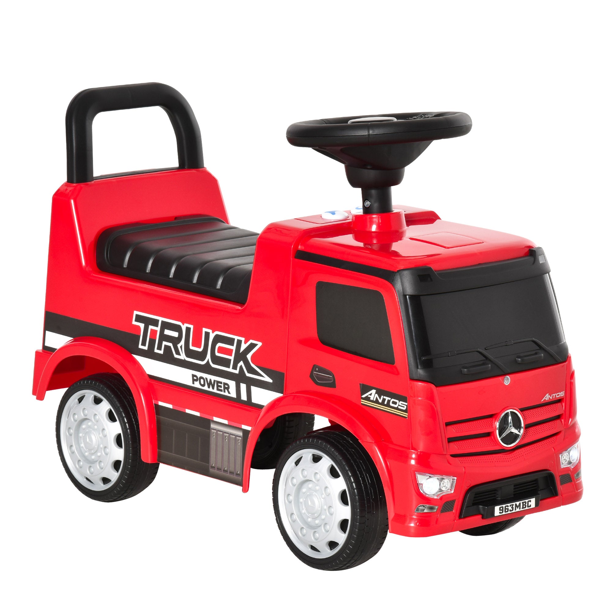 HOMCOM Compatible Kids Ride On Car Truck Mercedes Benz Licensed Toddler Foot To Floor Slider w/Under Seat Storage for 12 - 36 Months Red - North Peak Garden Furniture