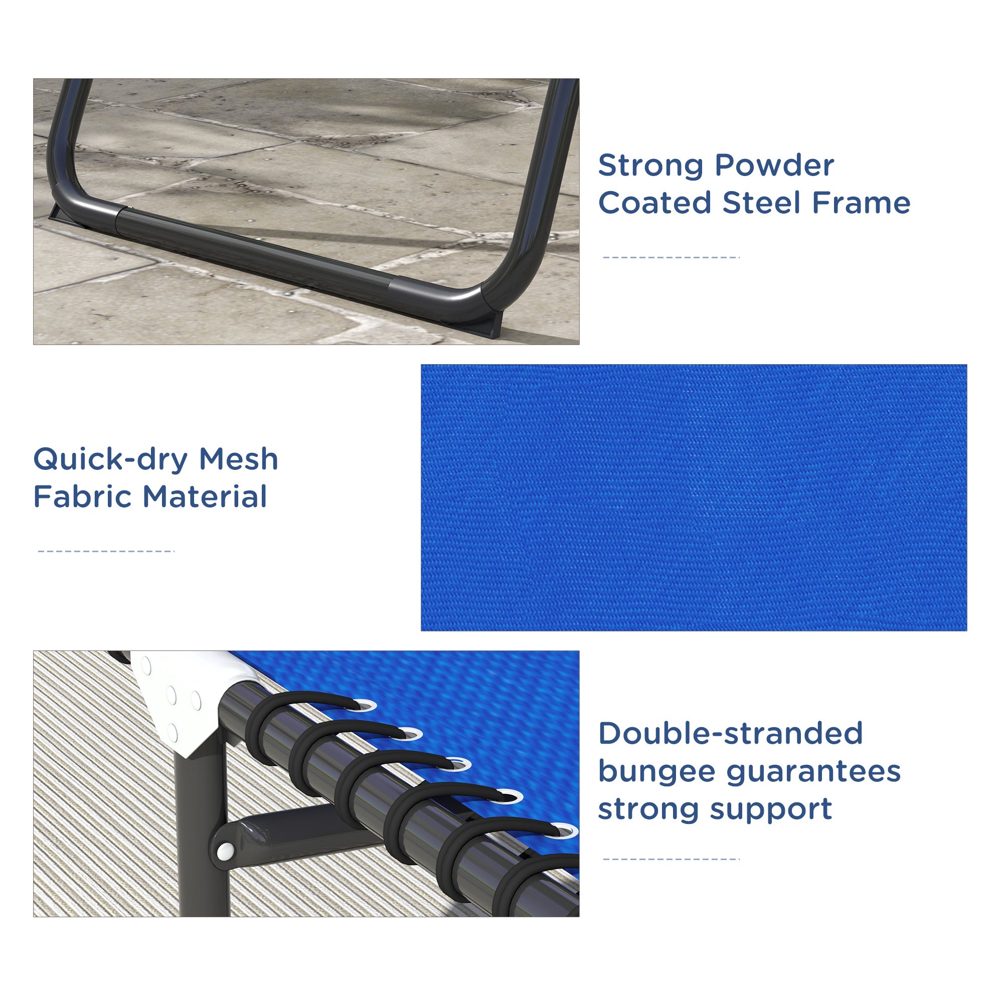 Outsunny Set of Two Folding Sun Loungers, with Four-Position Backs - Blue - North Peak Garden Furniture