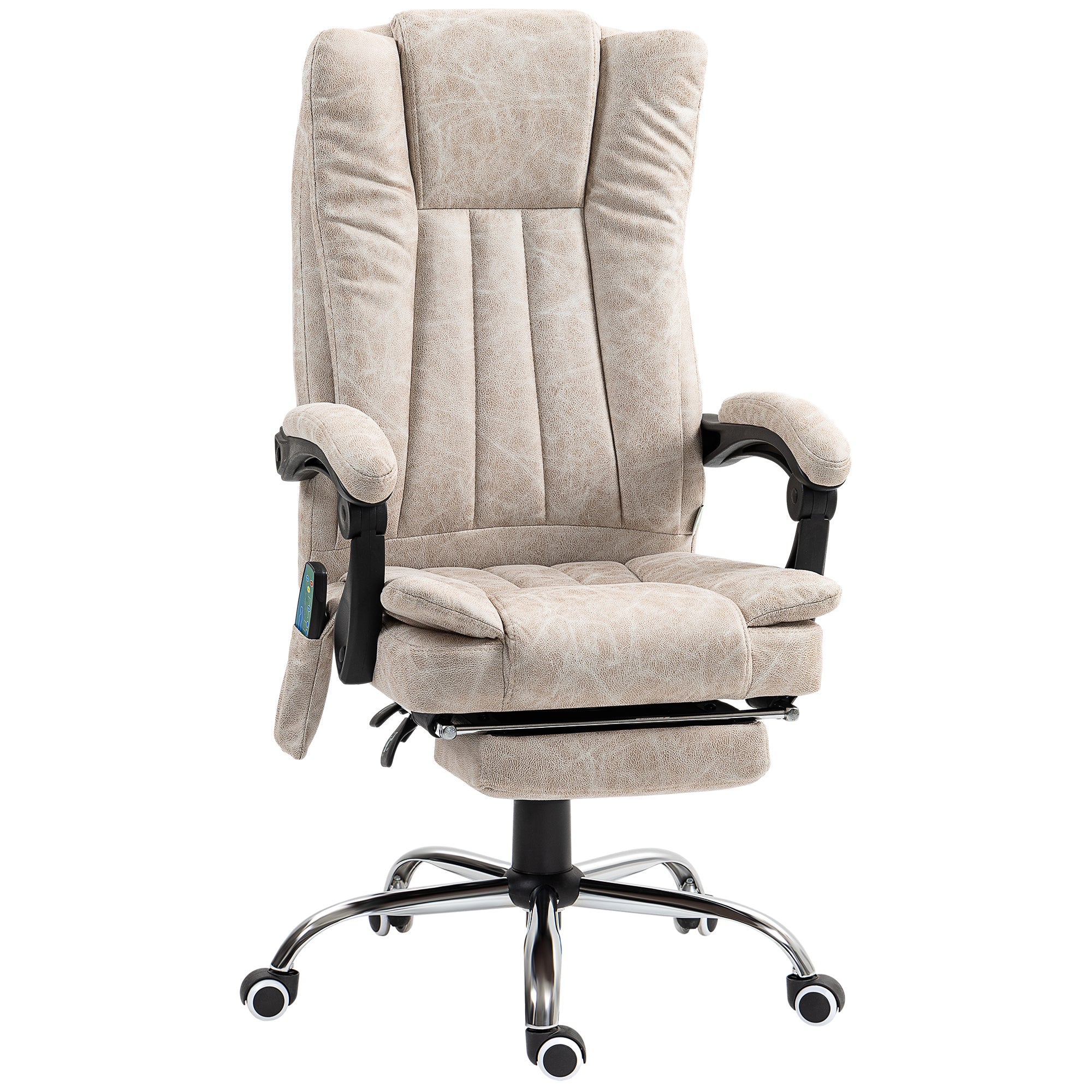 Vinsetto Vibrating Massage Office Chair with Heat, Desk Chair with Height Adjustable and Footrest, Cream White - North Peak Garden Furniture