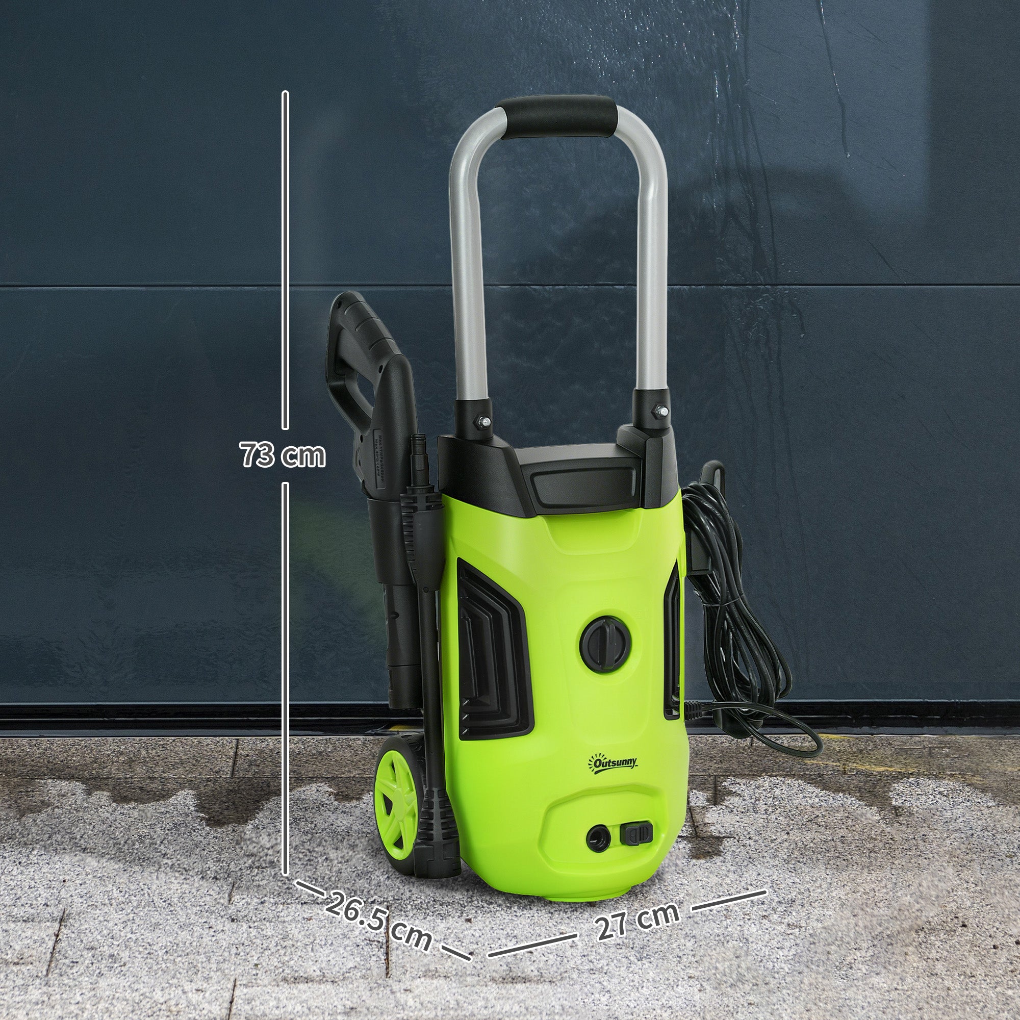 Outsunny 1800W High Pressure Washer, 150 Bar Pressure, 420 L/h Flow, Portable Electric Power Washer Jet Wash Cleaner with Adjustable Nozzle, 6M Hose, Steel Handle for Home Patio Car Driveway, Green - North Peak Garden Furniture