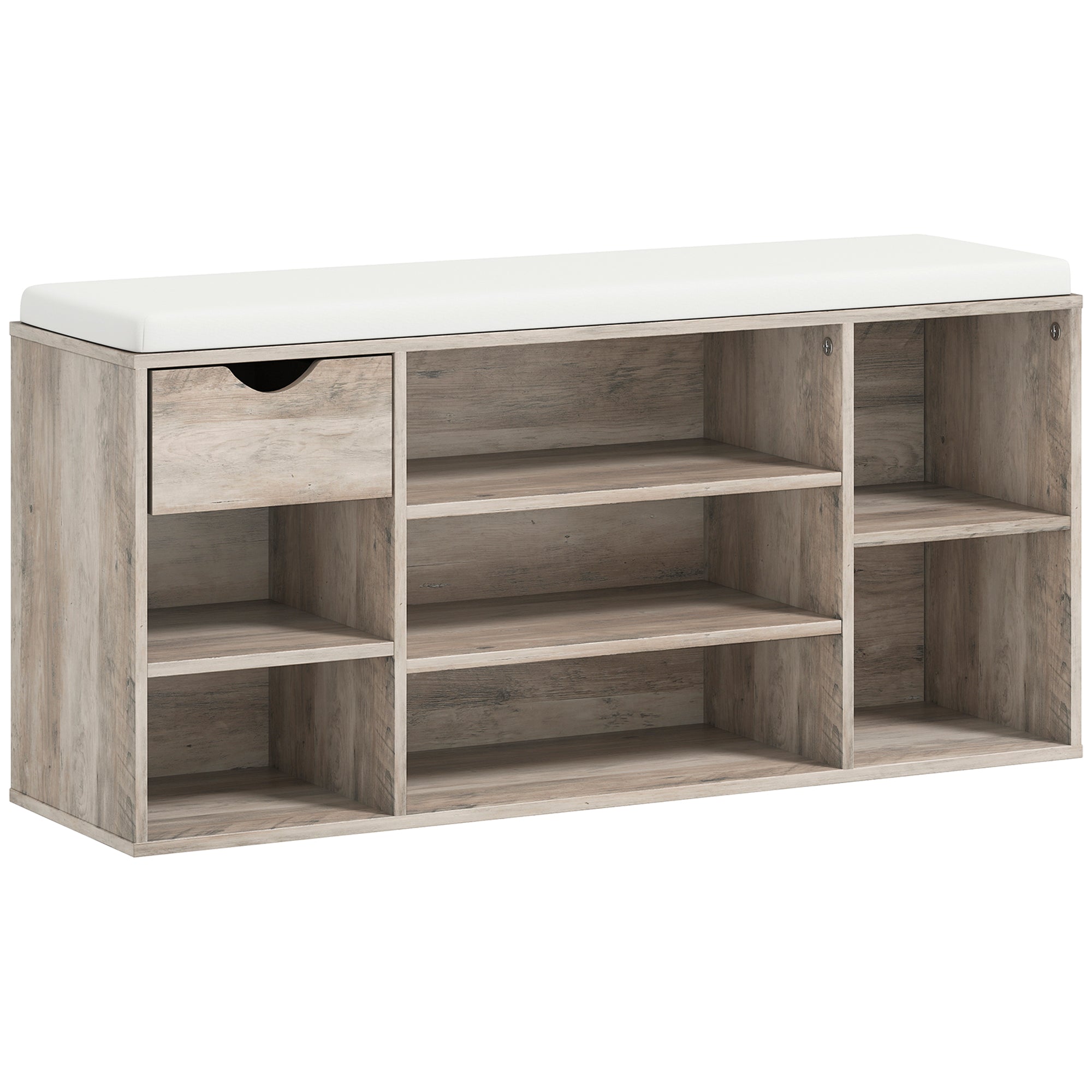 HOMCOM Shoe Storage Bench with Cushion - Grey - North Peak Garden Furniture