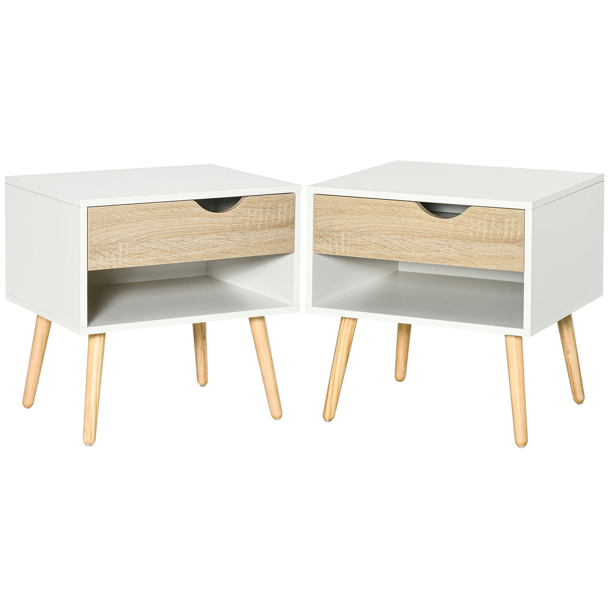 HOMCOM Contemporary Bedside Cabinet: Drawer and Shelf, Nightstand for Bedroom or Lounge | Aosom UK