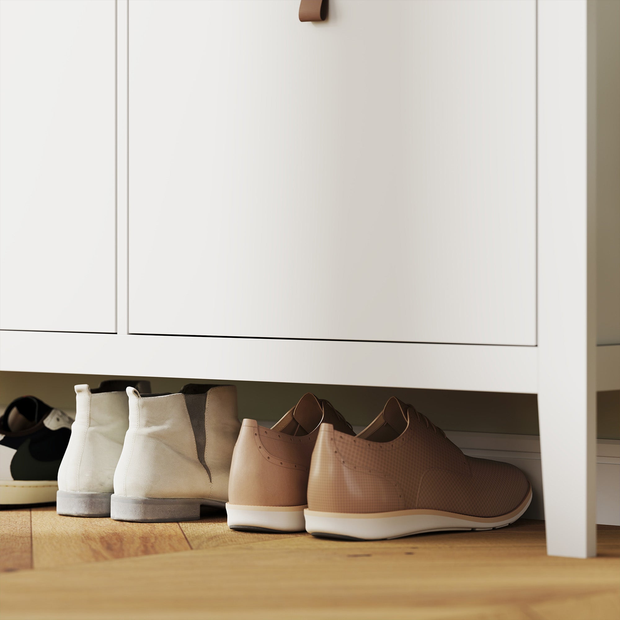 HOMCOM Modern Four-Drawer Shoe Cabinet - White - North Peak Garden Furniture