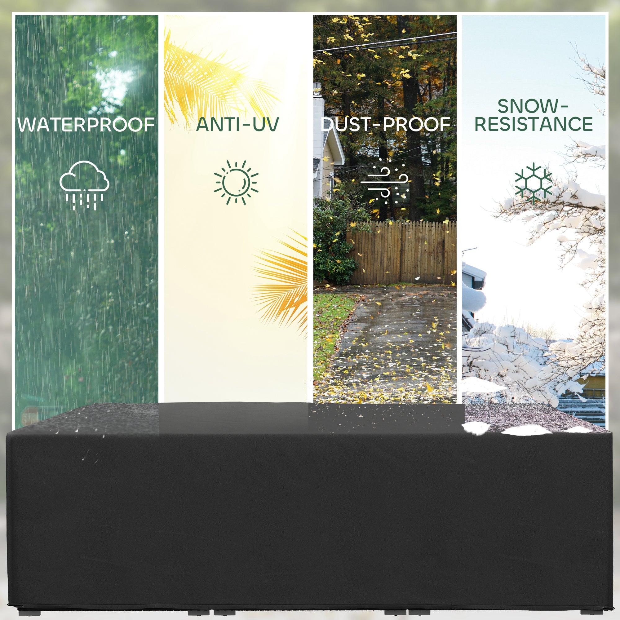Outsunny 155 x 222cm Waterproof Furniture Cover - Black - North Peak Garden Furniture