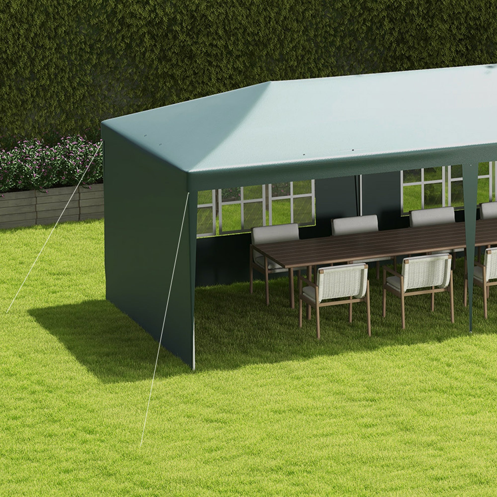 Outsunny Garden Gazebo Marquee Party Wedding Tent Canopy (9m x 3m) - Green - North Peak Garden Furniture