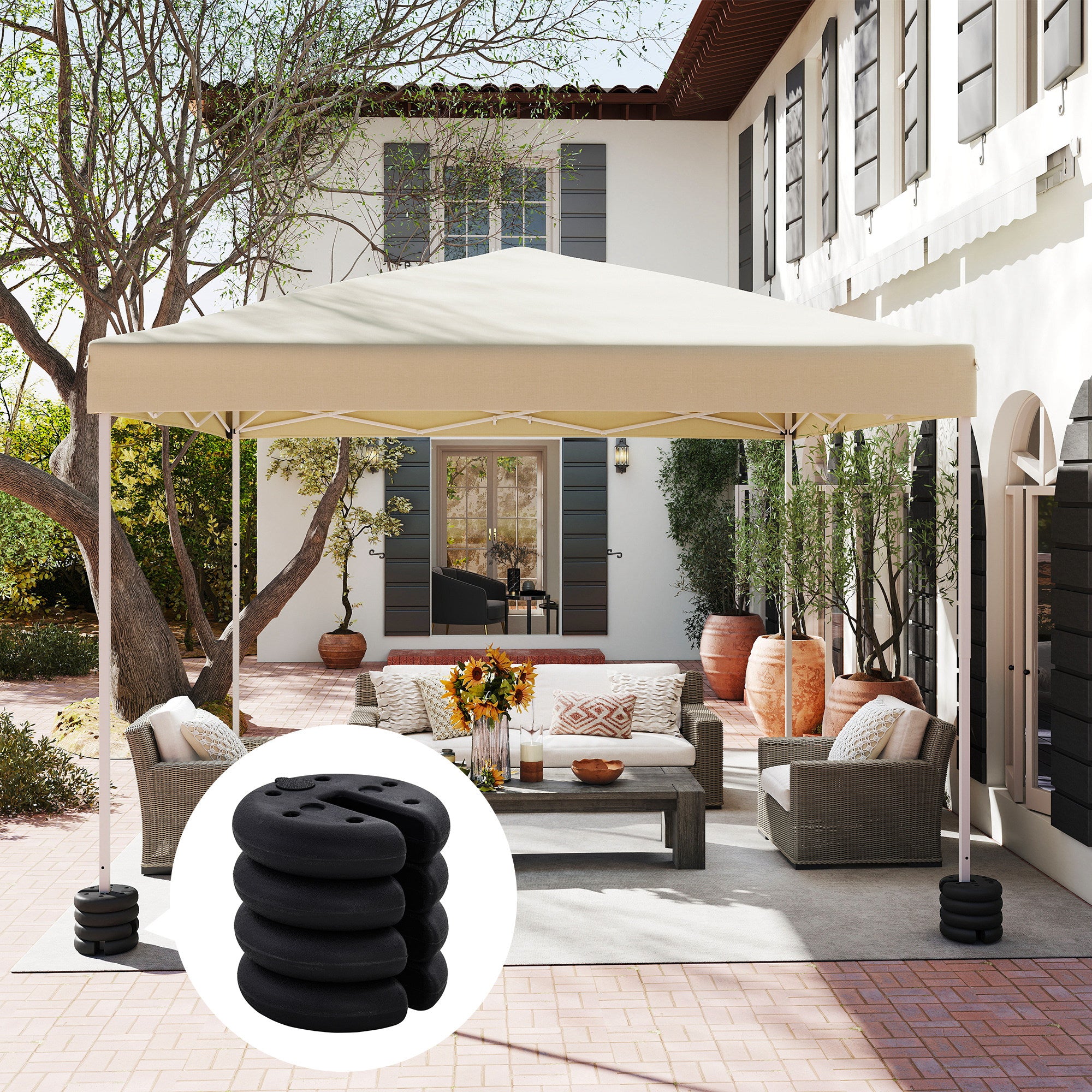 Outsunny Sand Fillable Set of 4 PCs Gazebo Tent Sand  Leg Weights Marquee Party Tent Canopy Accessory