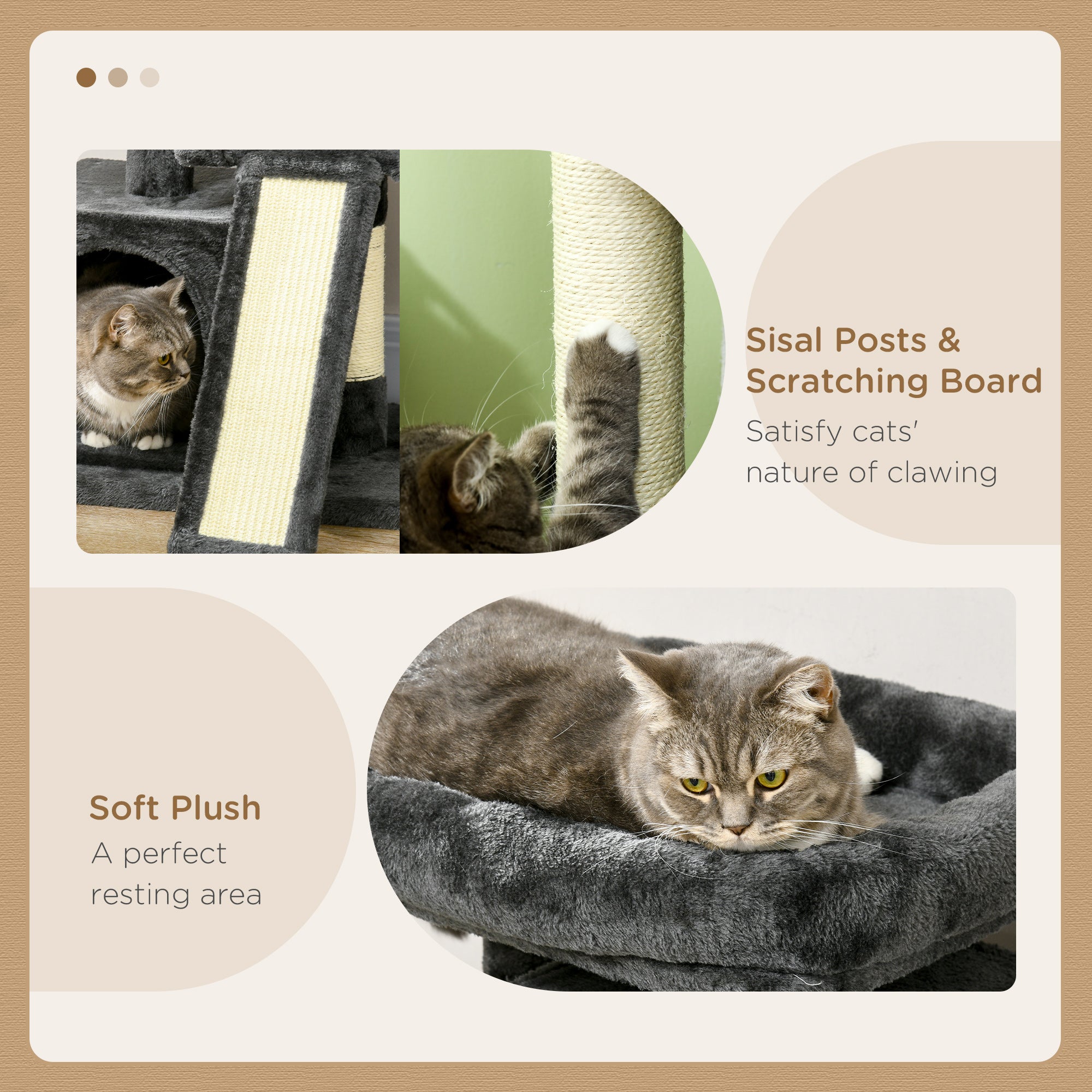 PawHut Cat Tree for Indoor Cats 83cm Cat Scratching Post Scratch Board Kitten Tower Climbing Frame Black - North Peak Garden Furniture