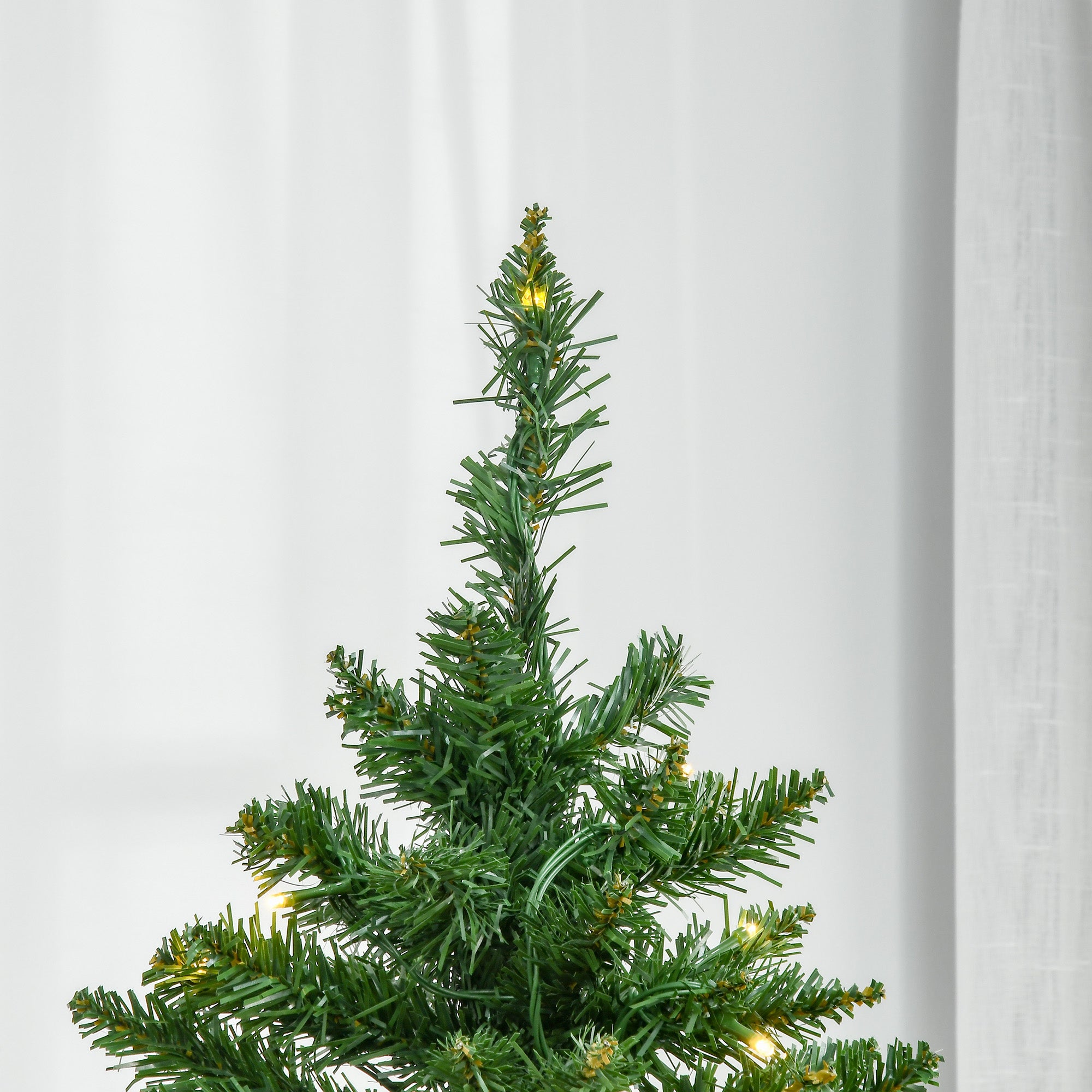 HOMCOM 6FT Christmas Tree Warm White LED Light Holiday Home Decoration, Green - North Peak Garden Furniture