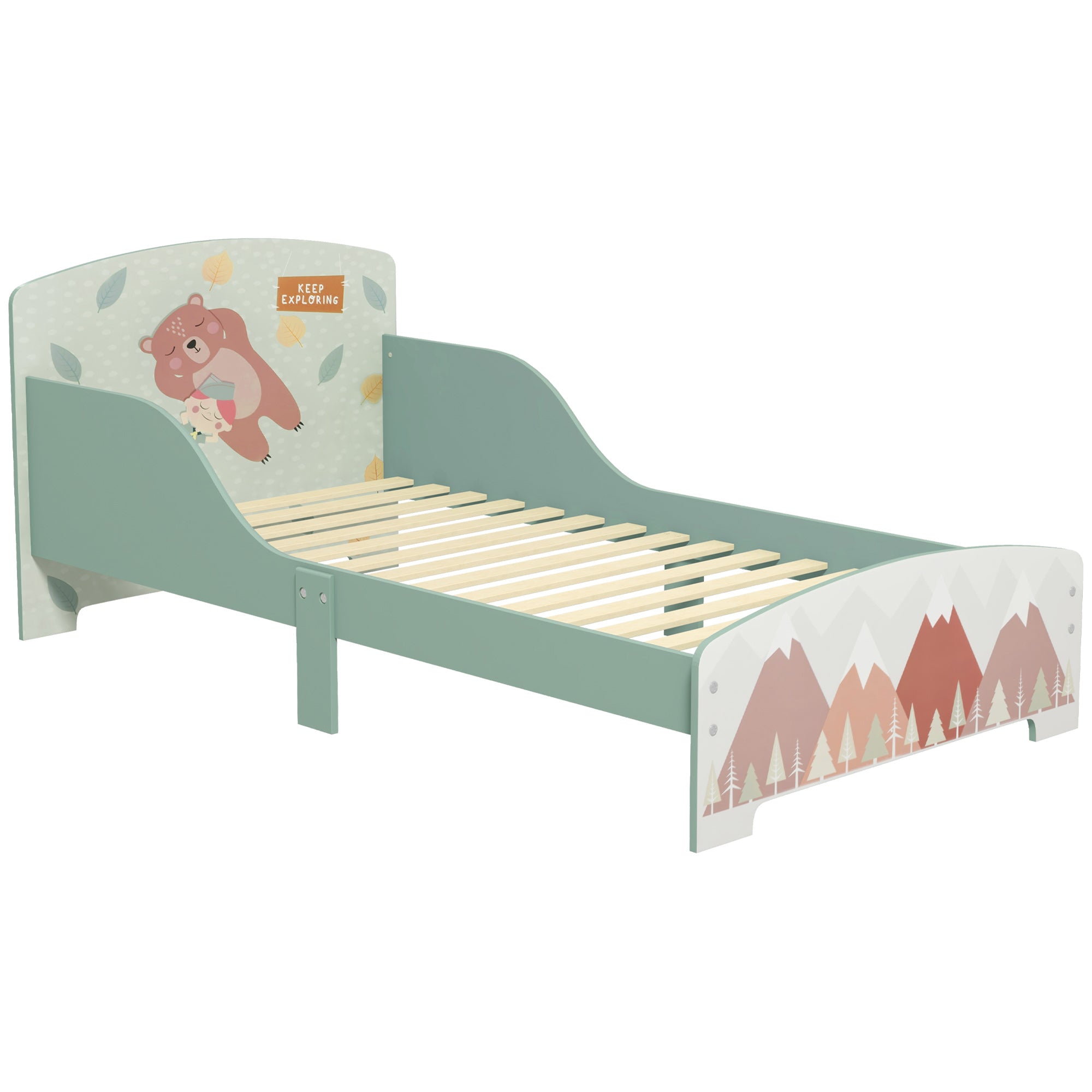 ZONEKIZ Toddler Bed Frame, Kids Bedroom Furniture for Ages 3-6 Years, Green - North Peak Garden Furniture