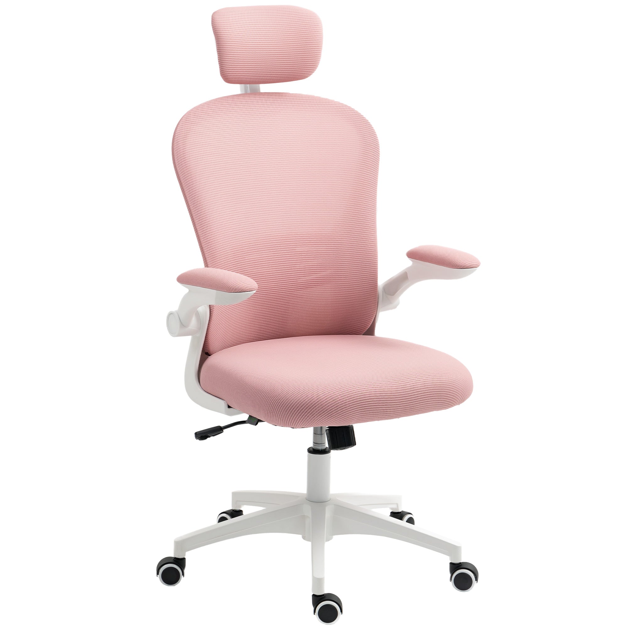 Vinsetto Multi-Adjustable Office Chair, with Lumbar Support, Headrest and Mesh Back - Pink - North Peak Garden Furniture