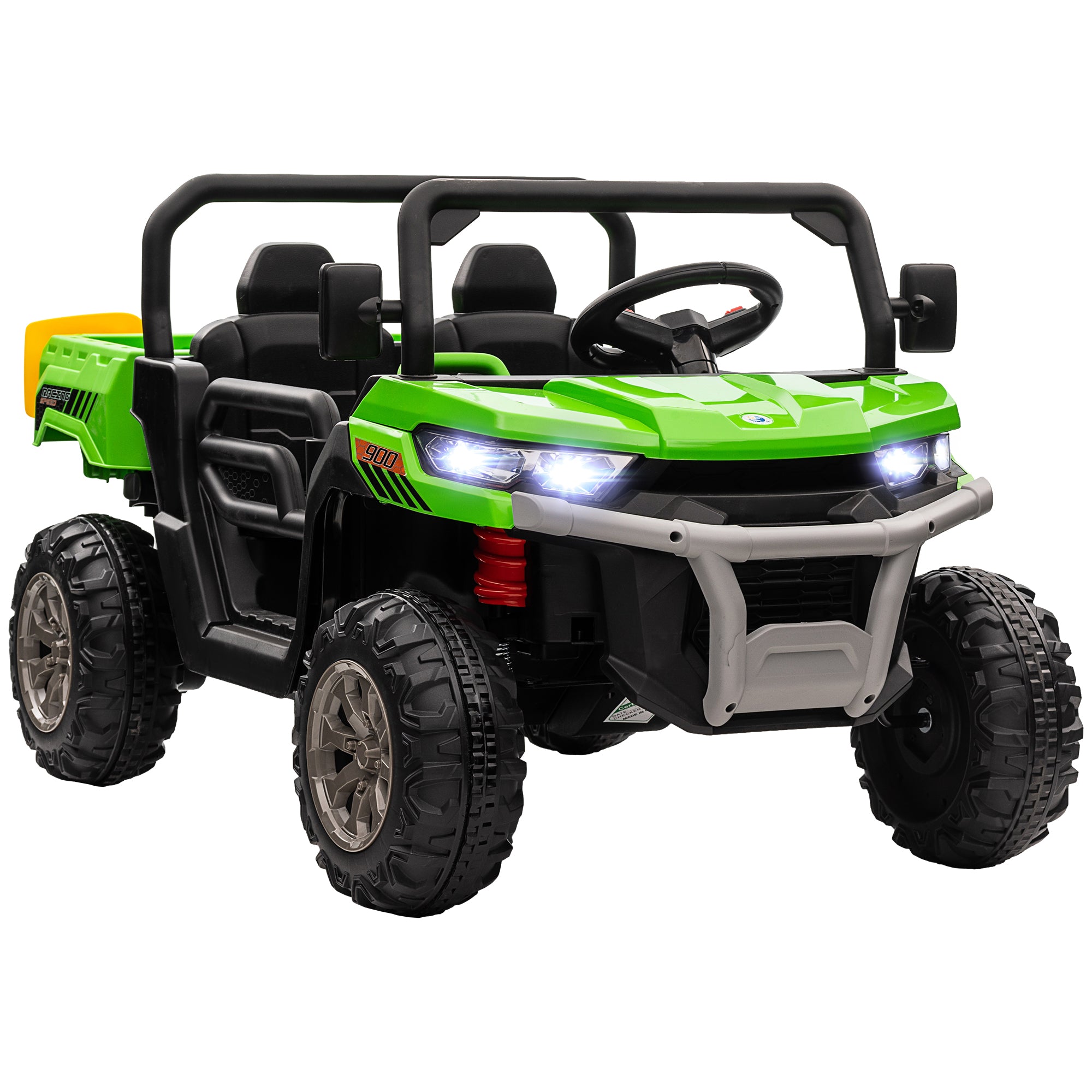 HOMCOM 12V 2 Seater Kids Electric Ride-On Car with Electric Bucket, Remote Control - Green - North Peak Garden Furniture
