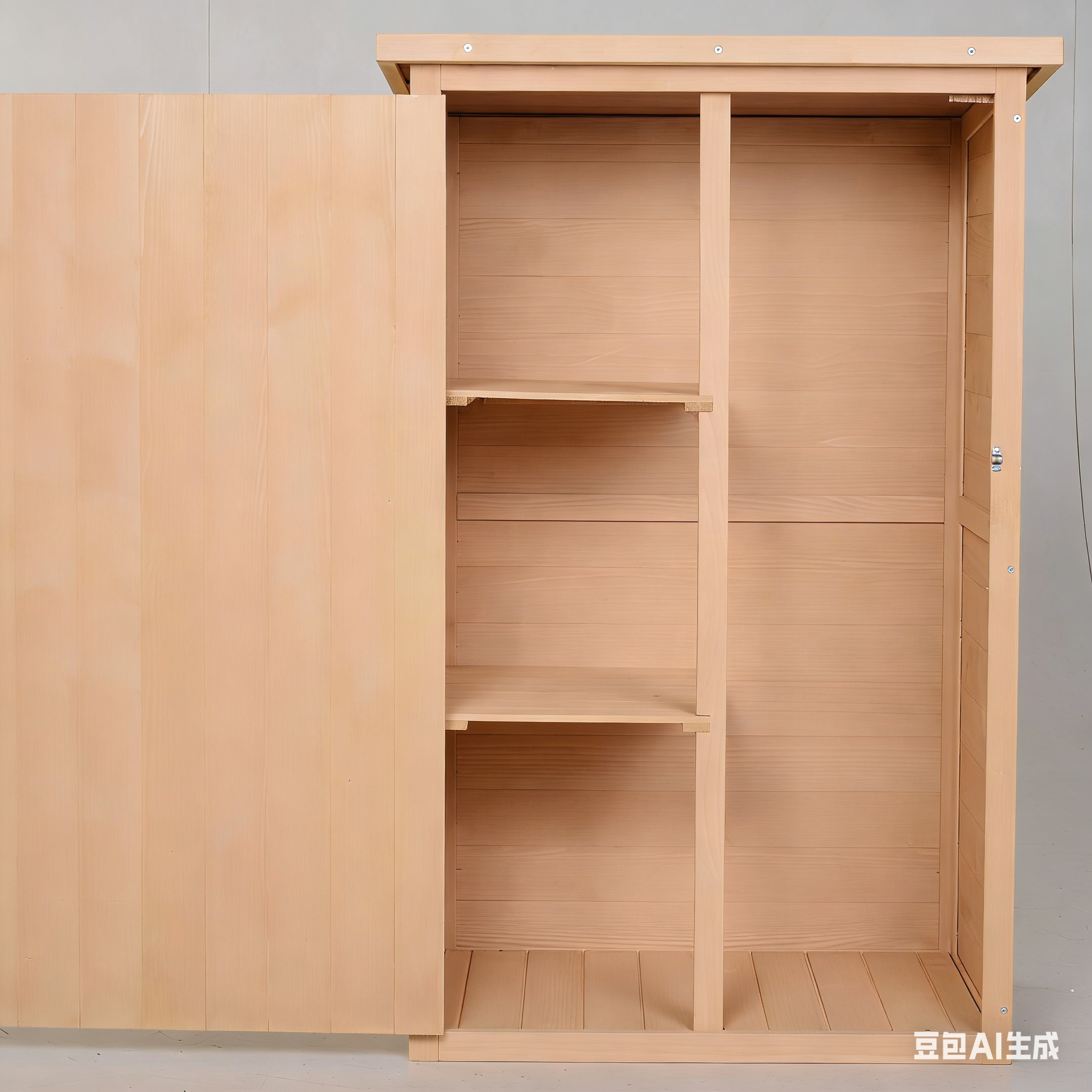 Outsunny Garden Shed Wooden Garden Storage Shed Fir Wood Tool Cabinet Organiser with Shelves 75L x 56W x115Hcm Natural