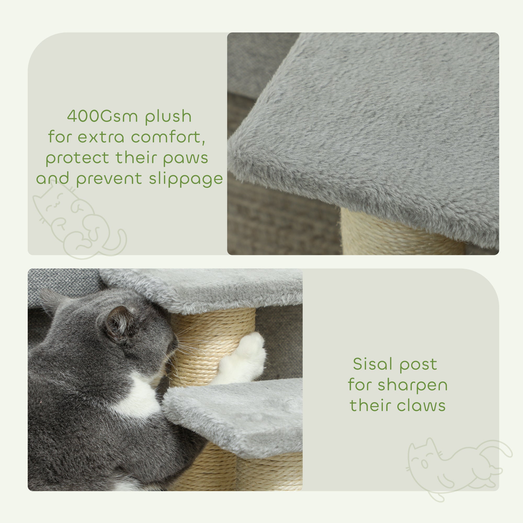 PawHut Pet Stairs 3-step Pet Ladder Cat dog Stairs Climb Ladder Cat Tree, Grey - North Peak Garden Furniture