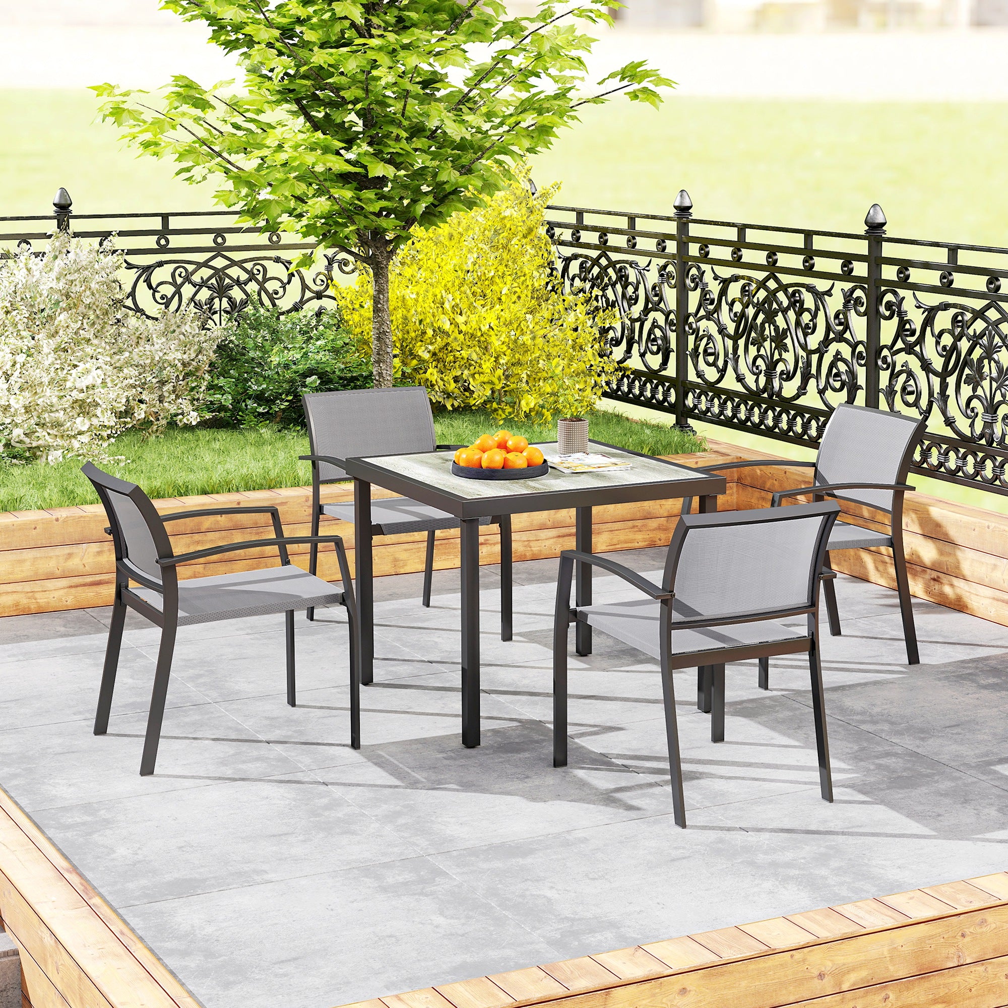 Outsunny Five-Piece Outdoor Garden Dining Set - Grey - North Peak Garden Furniture