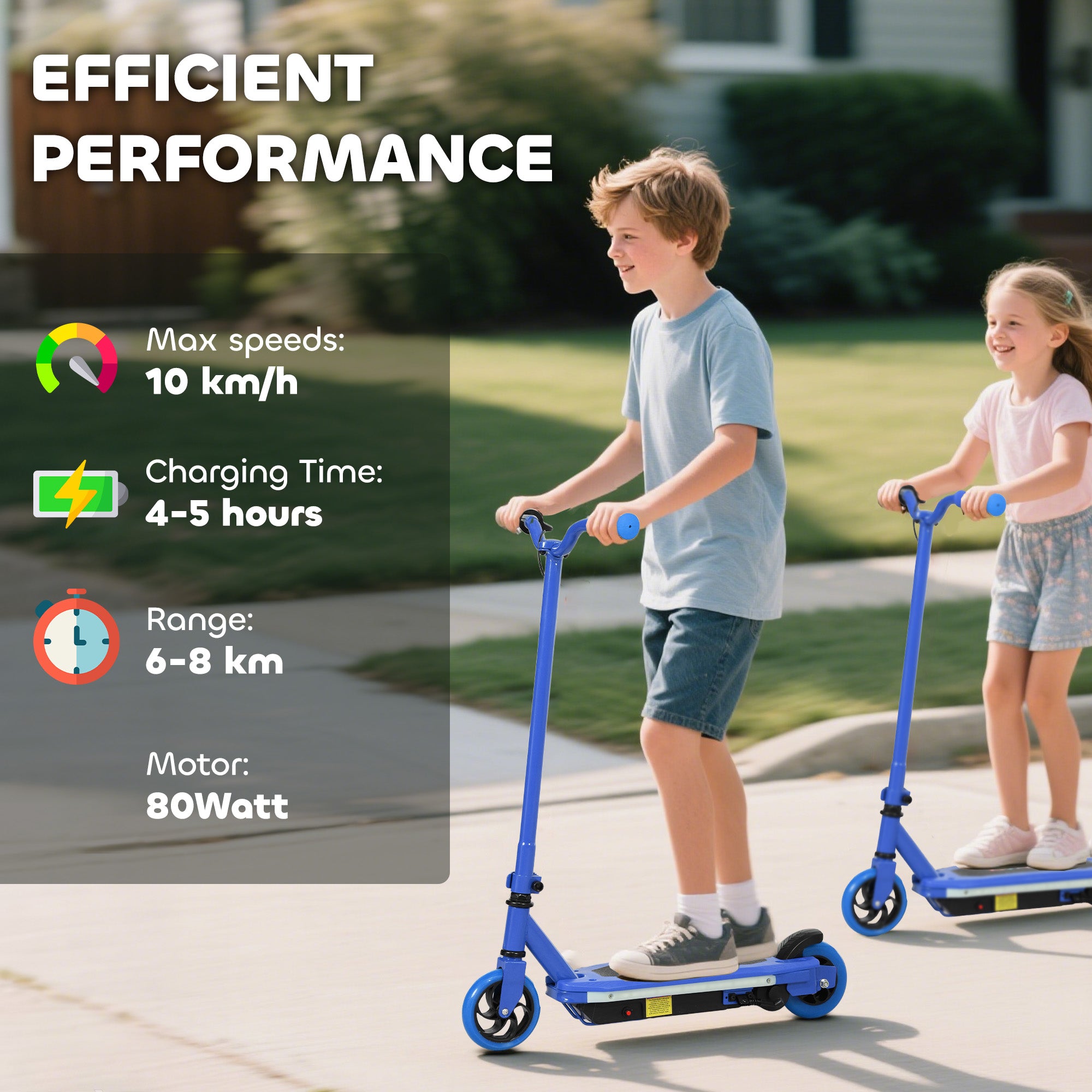 AIYAPLAY Electric Scooter for Ages 6-14, with Colourful Light and Electric Brake, Electric Scooter E Scooter, Up to 10 KM/H & 8 KM, Blue