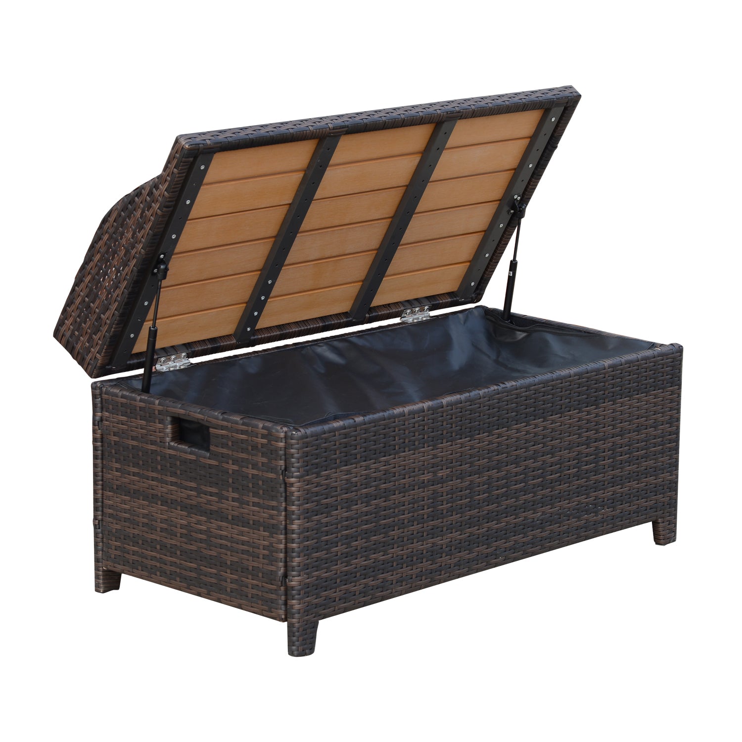 Outsunny 130L Rattan Garden Storage Box, with Seat - Mixed Brown - North Peak Garden Furniture