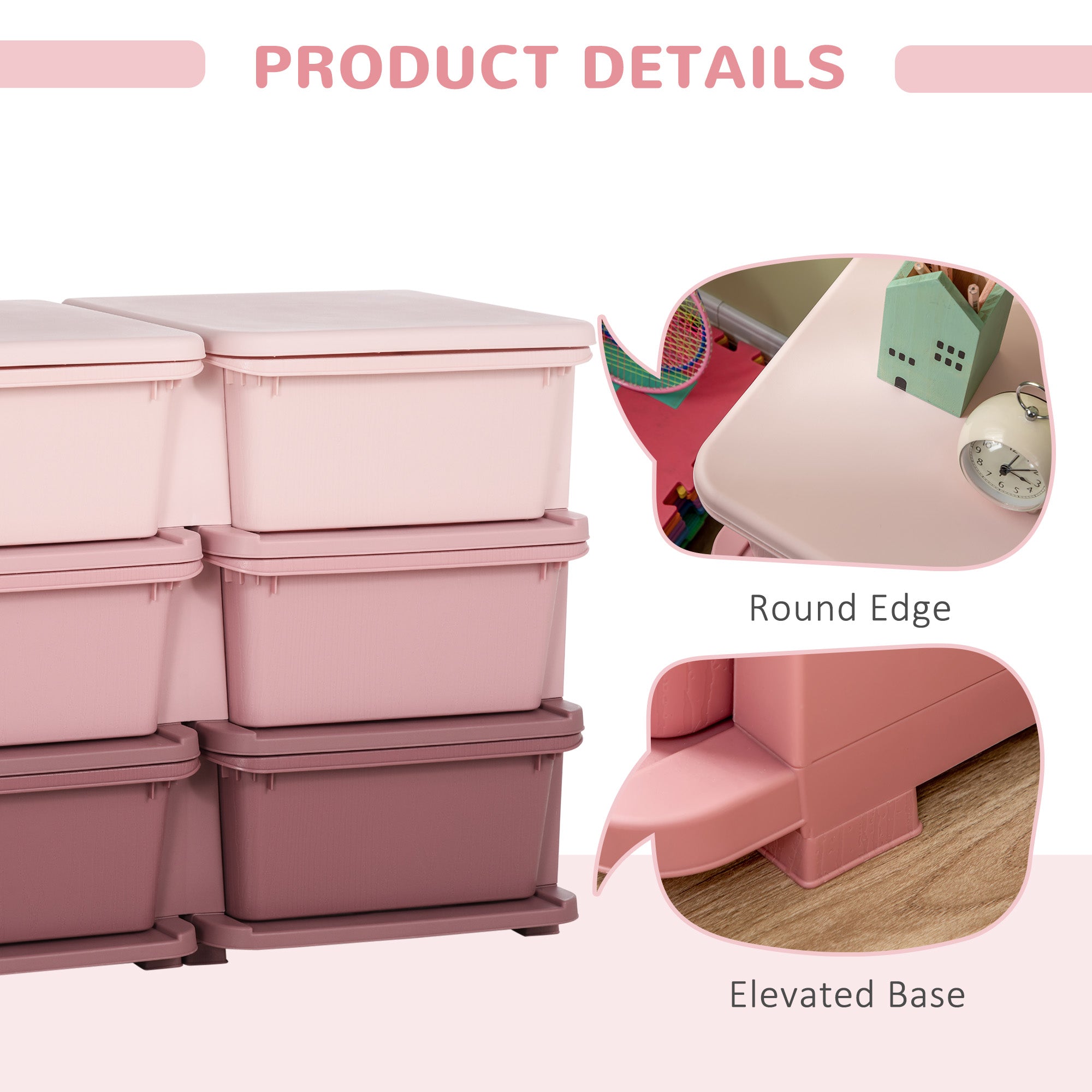 HOMCOM Kids Storage Unit, with Six Drawers - Pink - North Peak Garden Furniture