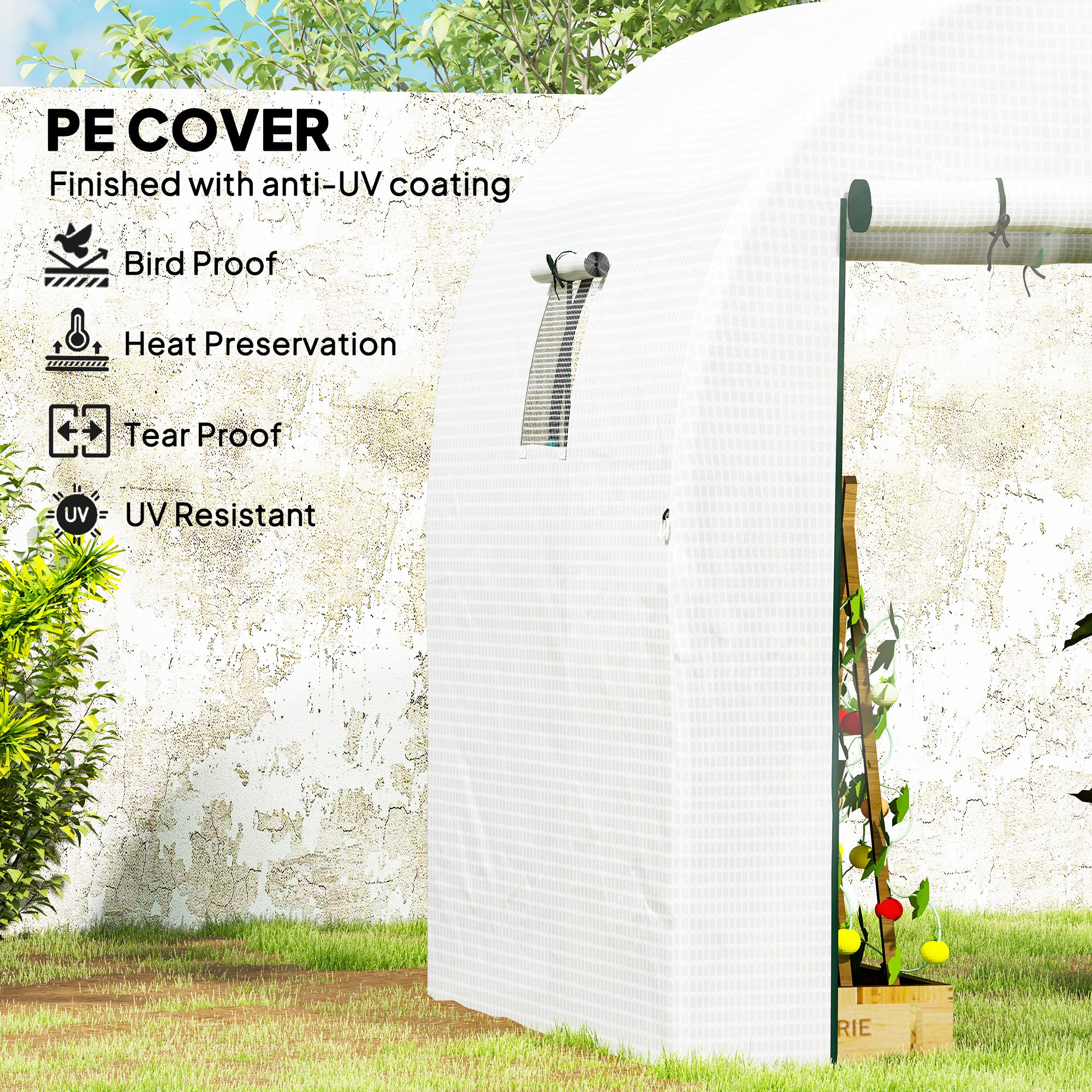 Outsunny 180 x 180cm Walk-In Polytunnel Greenhouse - White - North Peak Garden Furniture