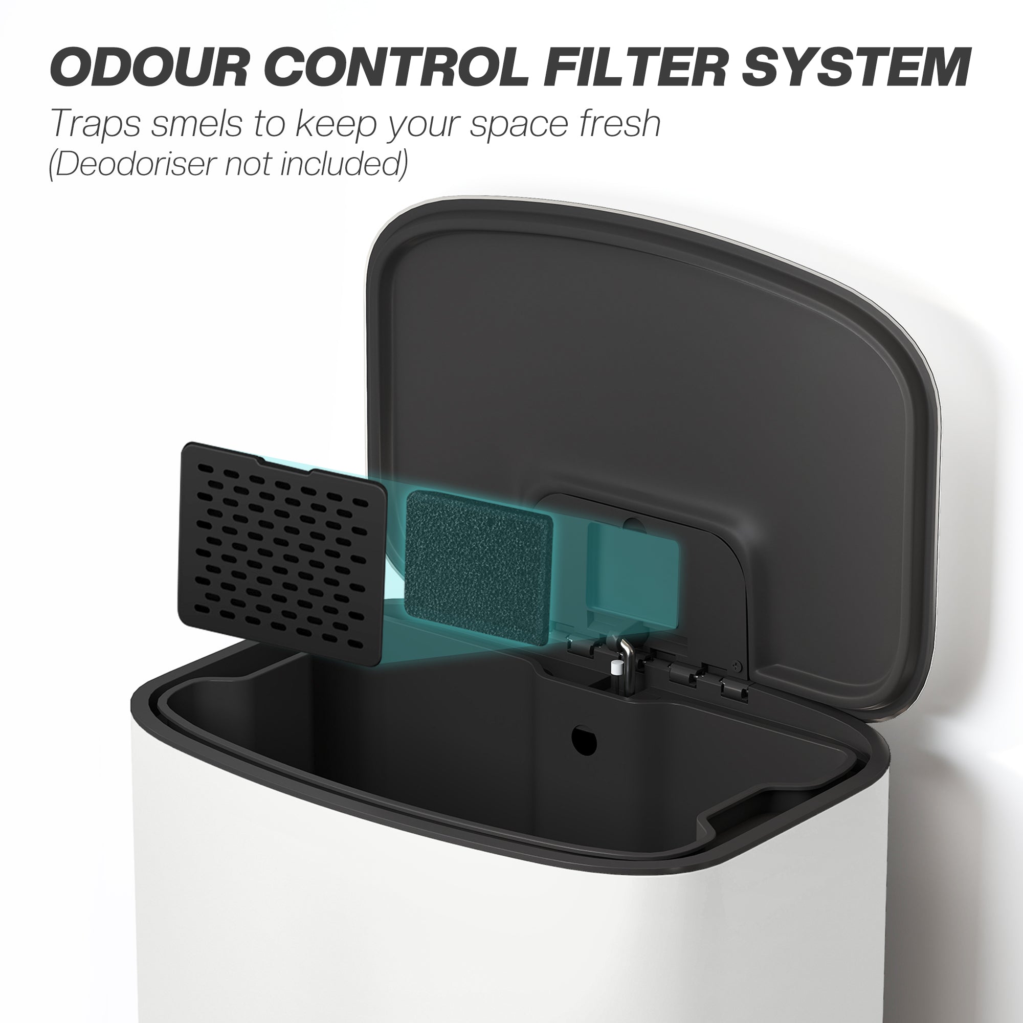 HOMCOM 50L Kitchen Bin with Soft-Close Lid and Stay-Open Function, Stainless Steel Pedal Bin with Removable Inner Bucket, Carry Handle for Kitchen, Office, Home, Cream