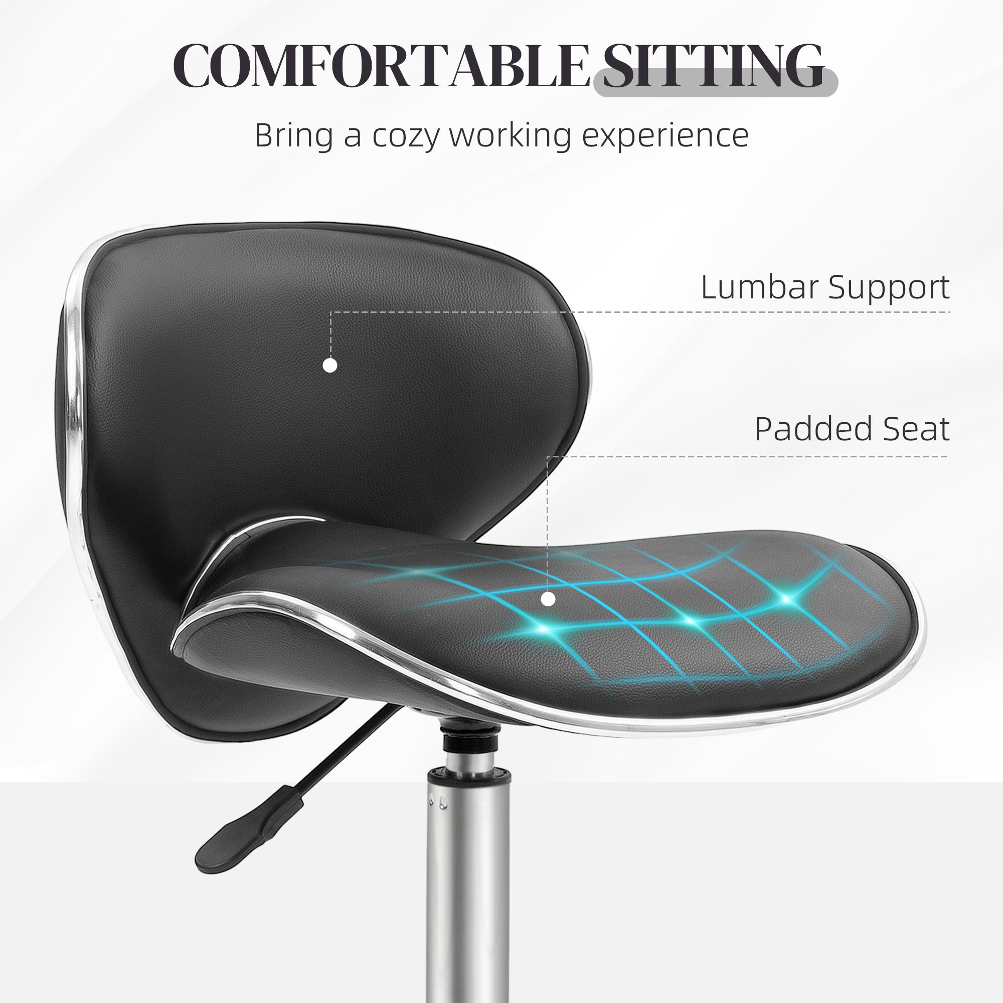HOMCOM Adjustable Rolling Swivel Beauty Salon Chair, Stool for Spa, Black - North Peak Garden Furniture