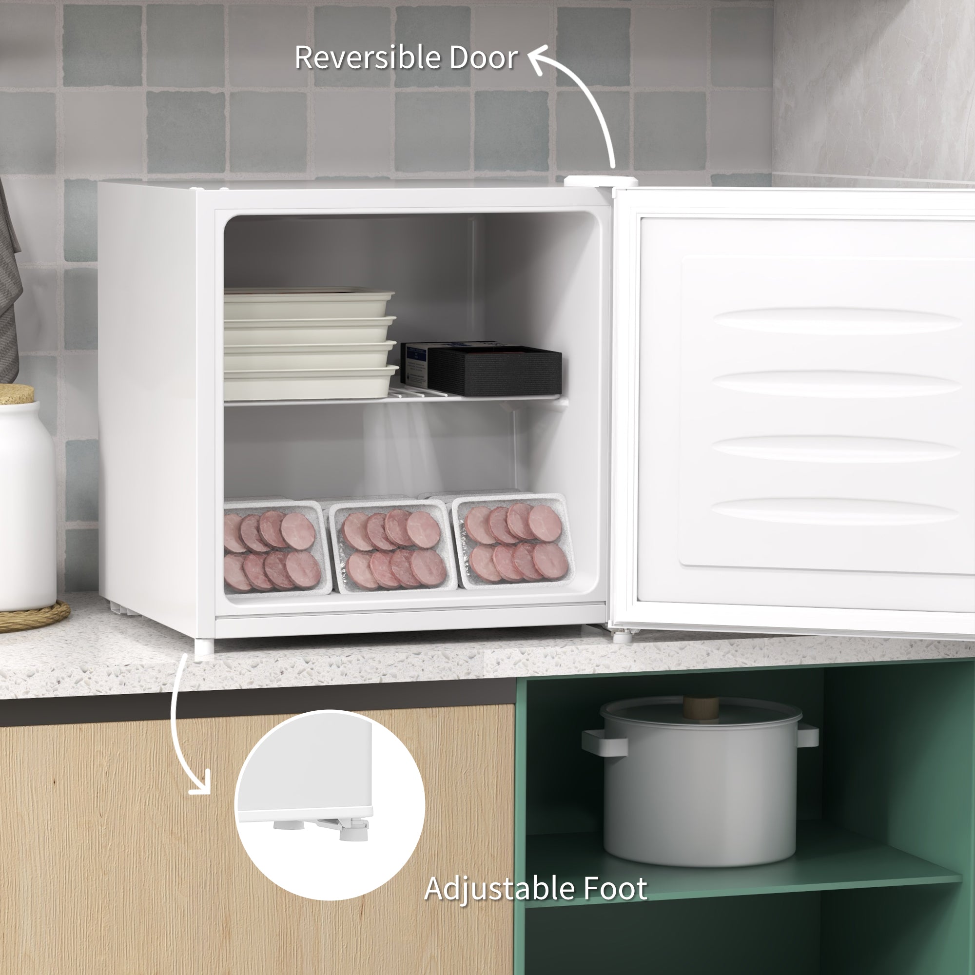 HOMCOM 35L Mini Freezer, -24℃ to -14℃ Temperature - White - North Peak Garden Furniture