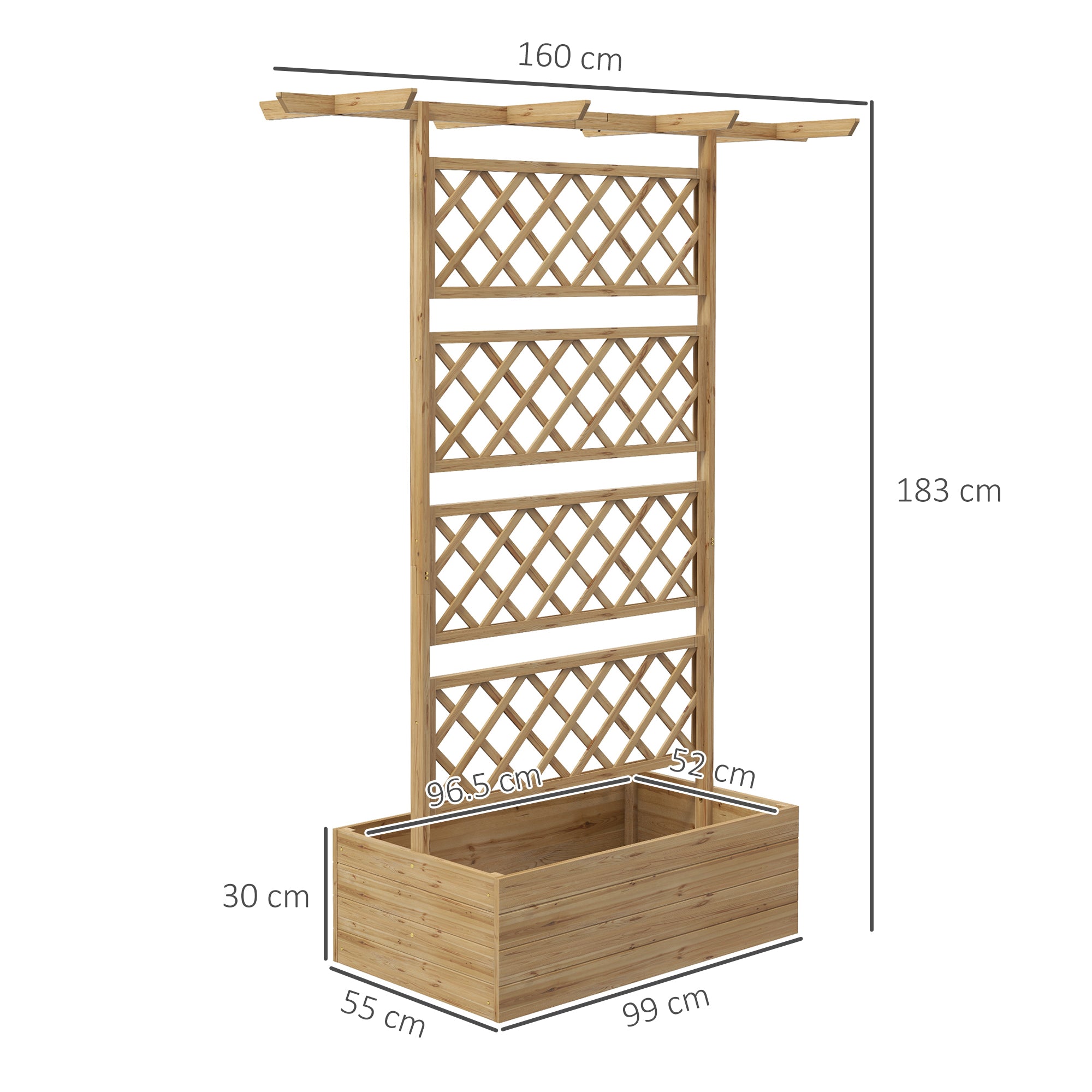 Outsunny Wooden Trellis Planter Box, Raised Garden Bed to Grow Vegetables, Herbs and Flowers, Natural Tone - North Peak Garden Furniture