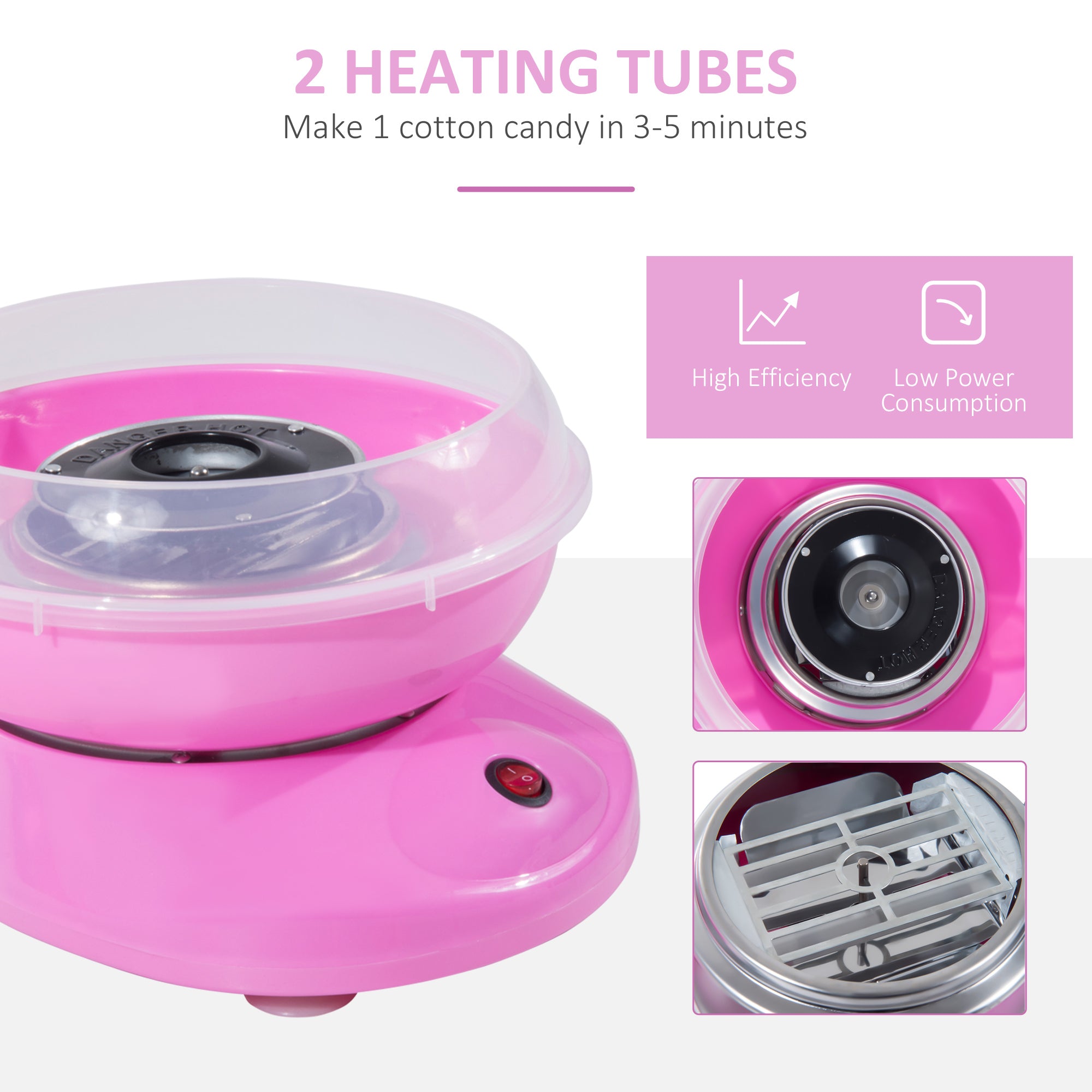 HOMCOM Candy Floss Machine Electric Cotton Candy Maker Gadgetry 450W (Pink) - North Peak Garden Furniture
