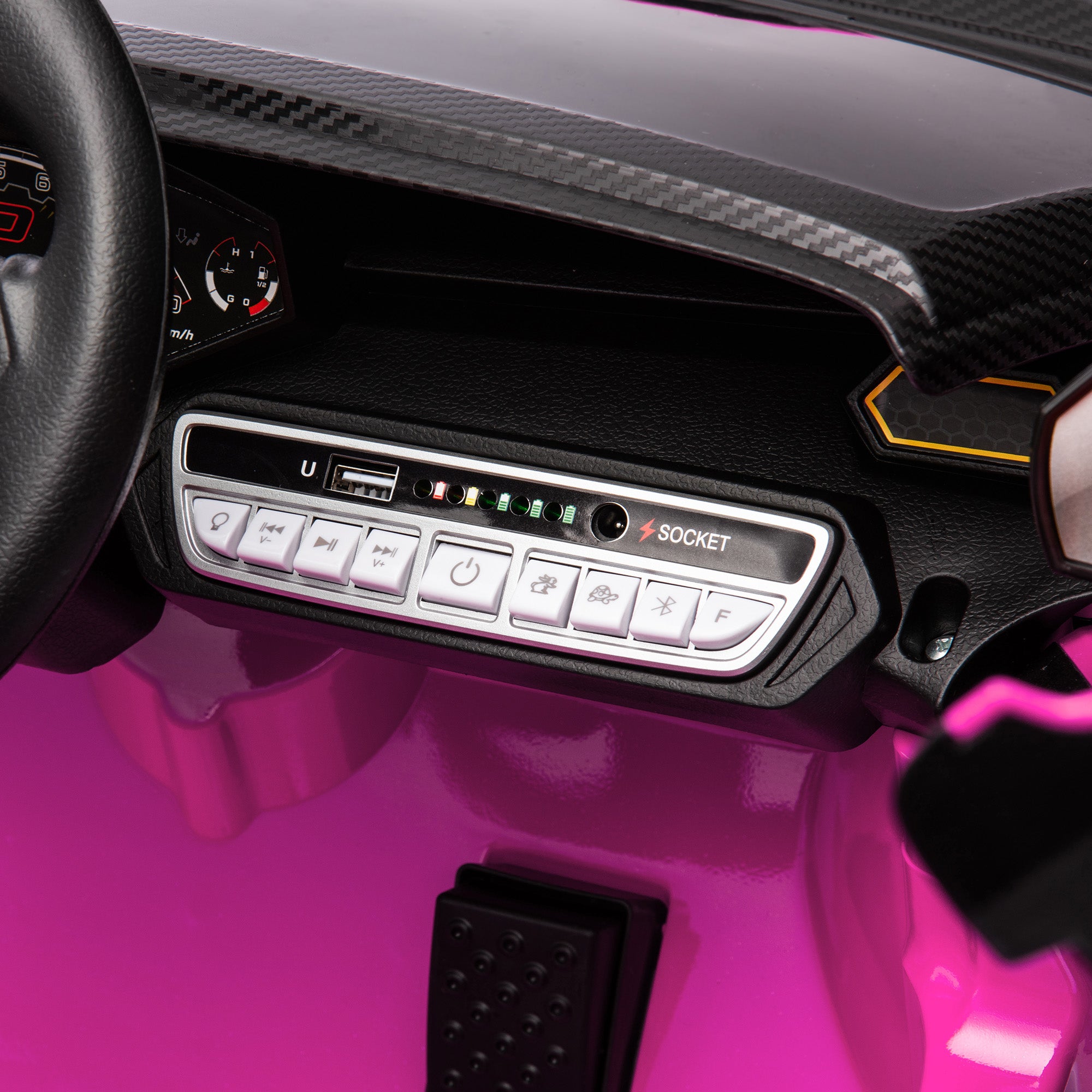 AIYAPLAY 12V Lamborghini Autentica Licensed Kids Electric Car with Remote Control, 4 Suspension Wheels, Soft Start, Pink - North Peak Garden Furniture