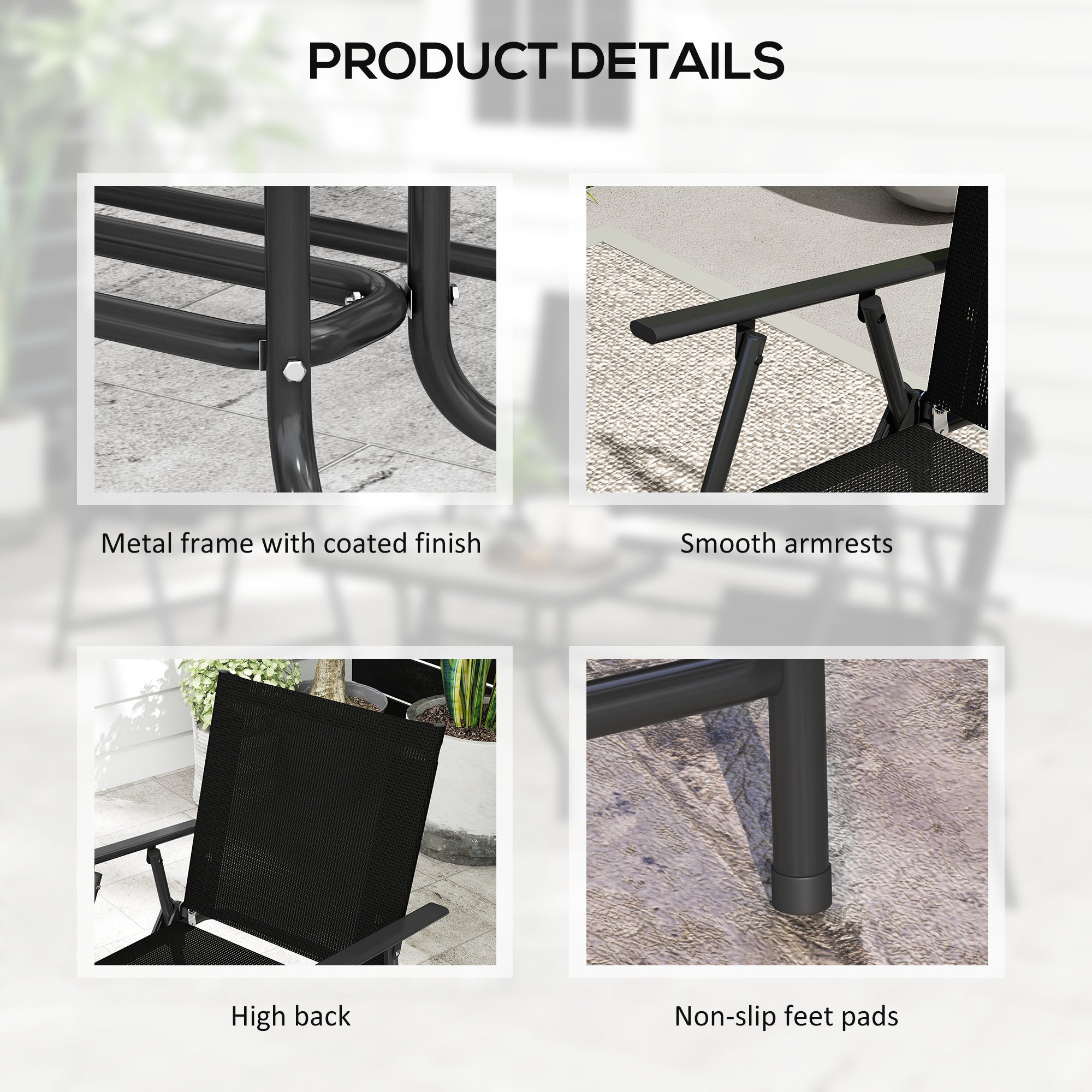 Outsunny 4 Pieces Patio Furniture Set - Black - North Peak Garden Furniture