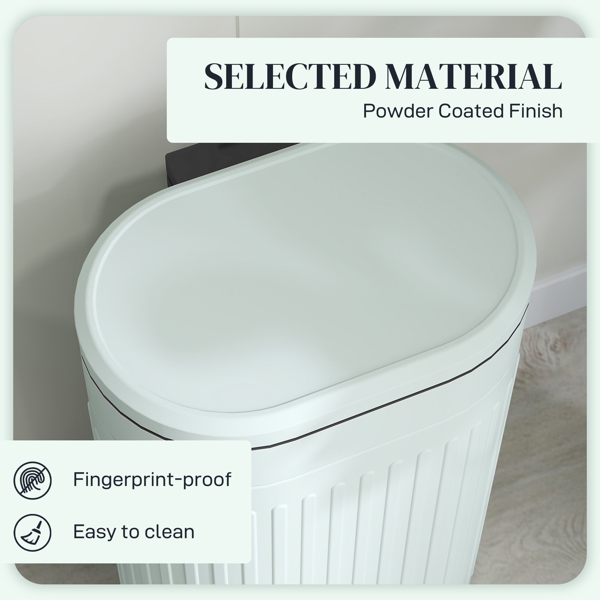 HOMCOM 30 Litre Pedal Bin, Fingerprint Proof Kitchen Bin with Soft-close Lid, Metal Rubbish Bin with Foot Pedal and Removable Inner Bucket, Light Green - North Peak Garden Furniture
