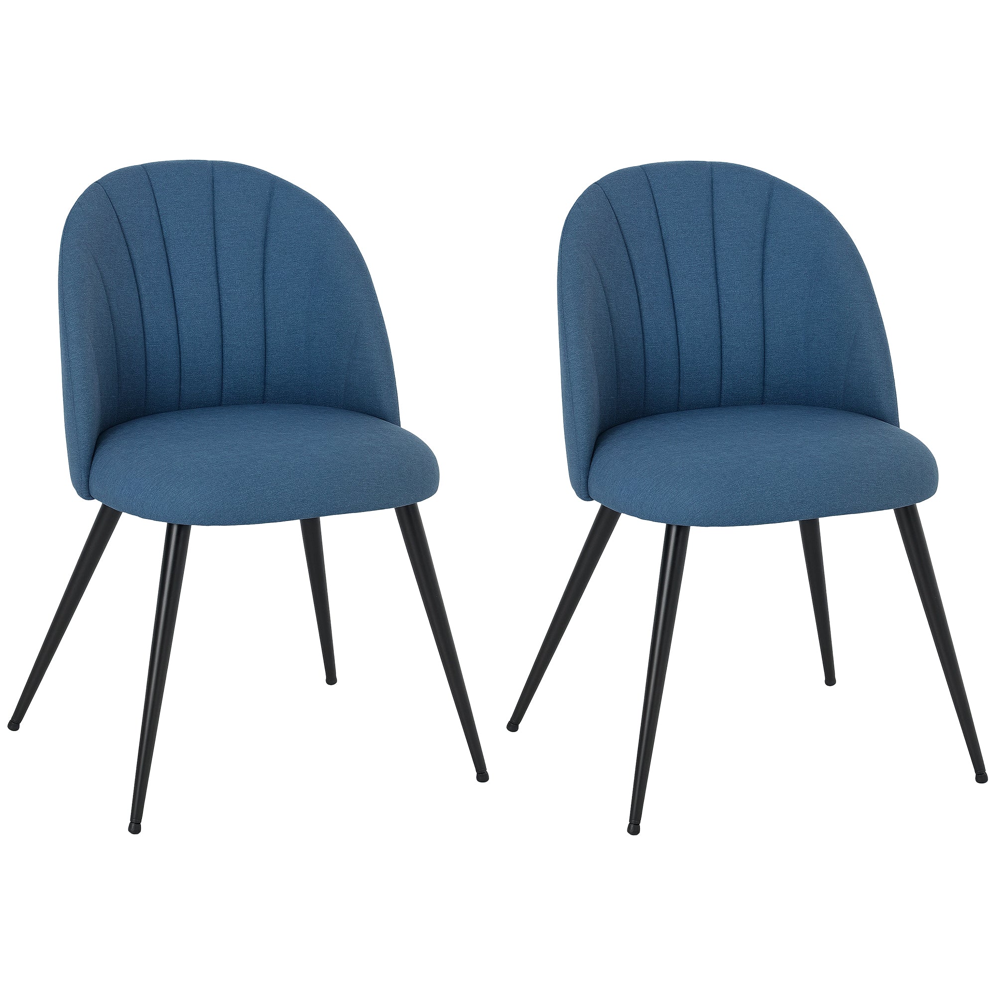 HOMCOM Velvet Dining Chairs Set of 2, Modern Upholstered Kitchen Chairs with Metal Legs, Shell Backrest and Padded Seat for Dining Room, Bedroom, Living Room, Vanity, Blue - North Peak Garden Furniture