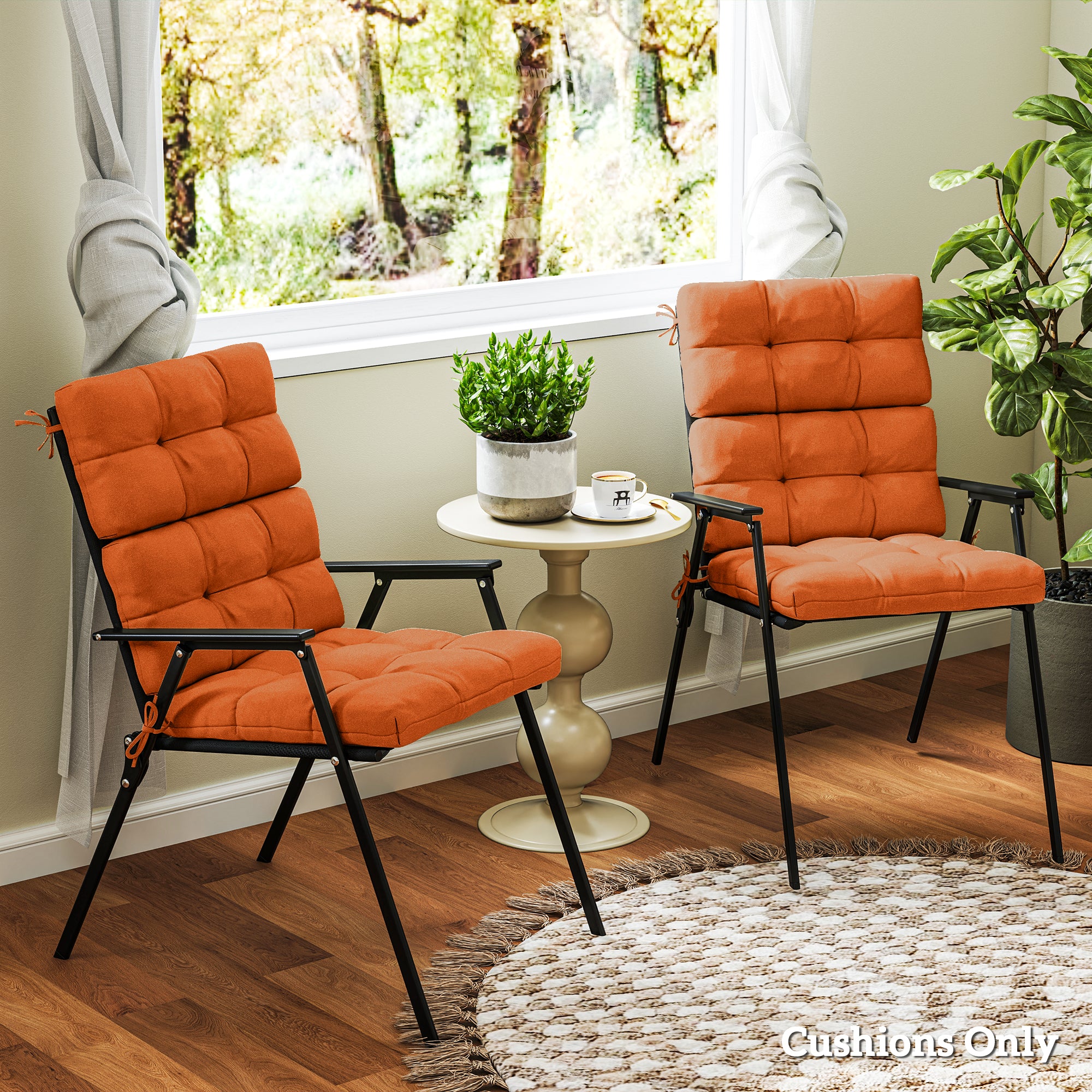 Outsunny Set of Two Padded Outdoor Seat Cushions - Orange - North Peak Garden Furniture