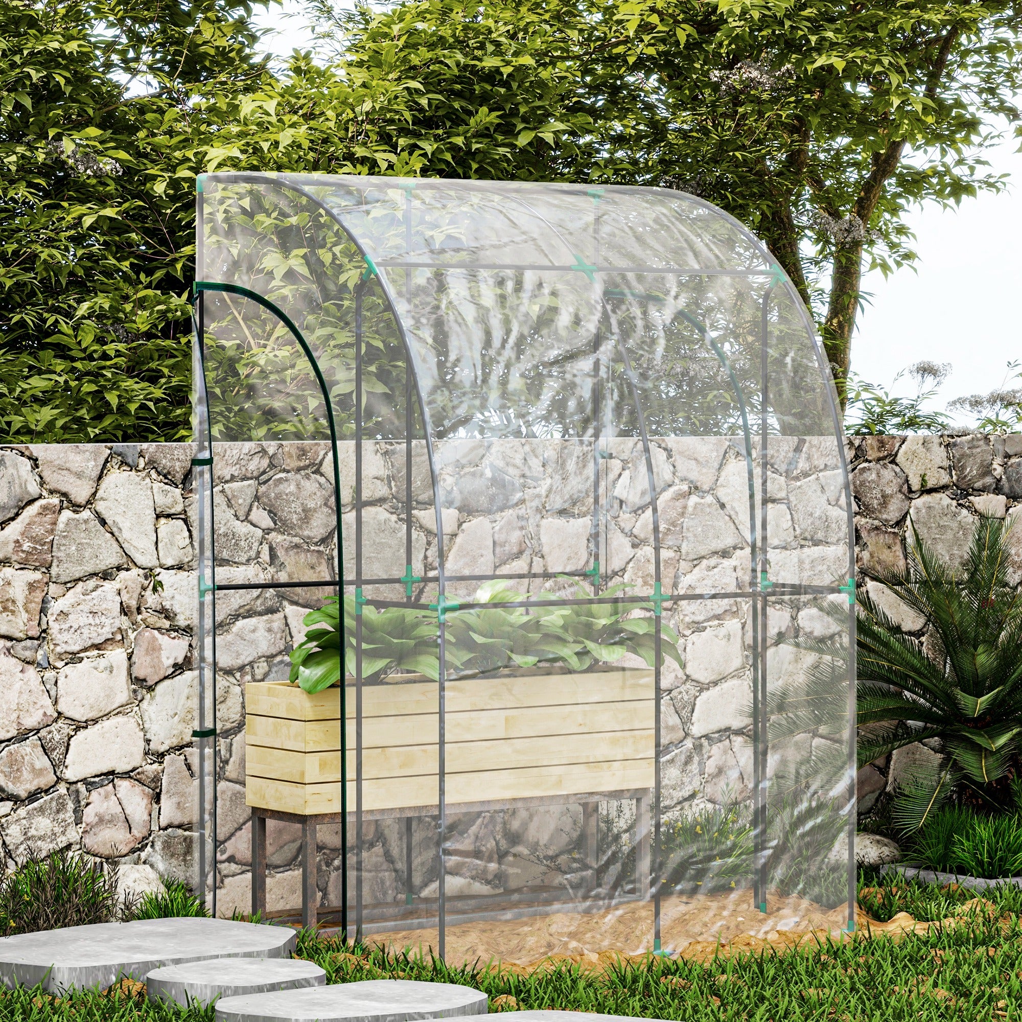 Outsunny 143cm x 118cm Walk-In Lean To Greenhouse, with Accessories - North Peak Garden Furniture