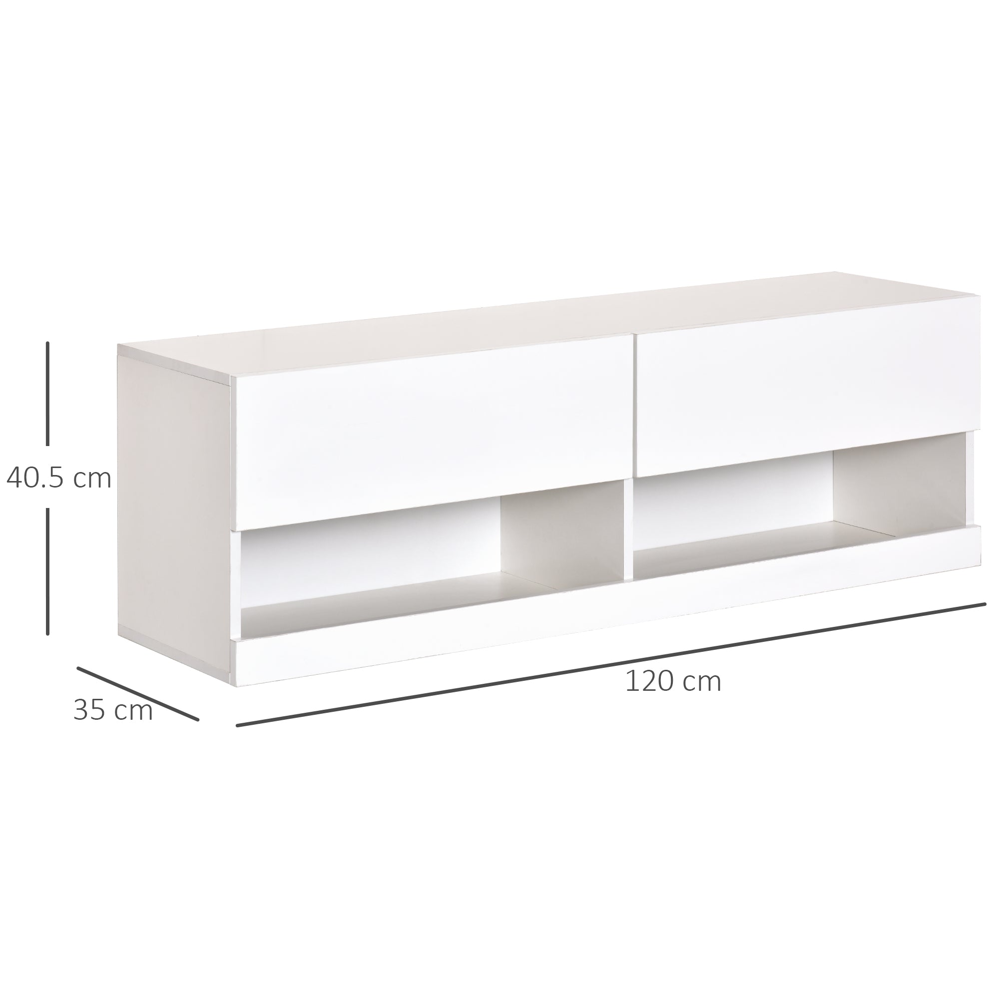 HOMCOM High Gloss TV Stand Cabinet with LED Lights, Wall Mount Media Unit for TVs up to 42 Inch for Living Room Bedroom - North Peak Garden Furniture