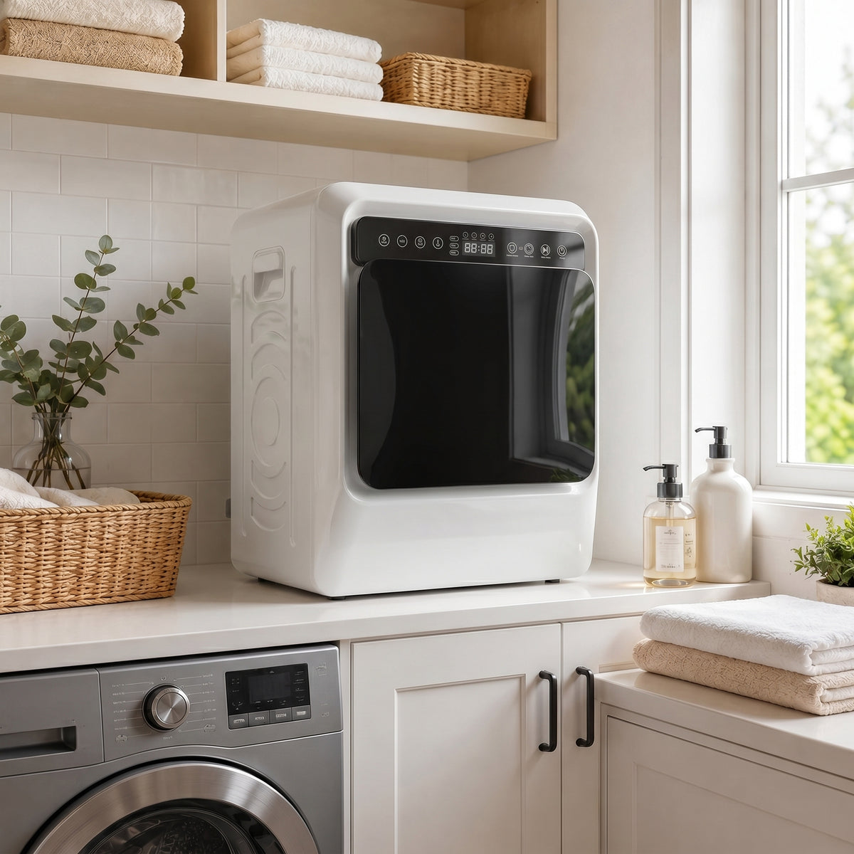 HOMCOM 5kg Vented Tumble Dryer, 1000W Compact Tumble Dryer with Smart Drying, Freestanding Stackable Clothes Drying Machine