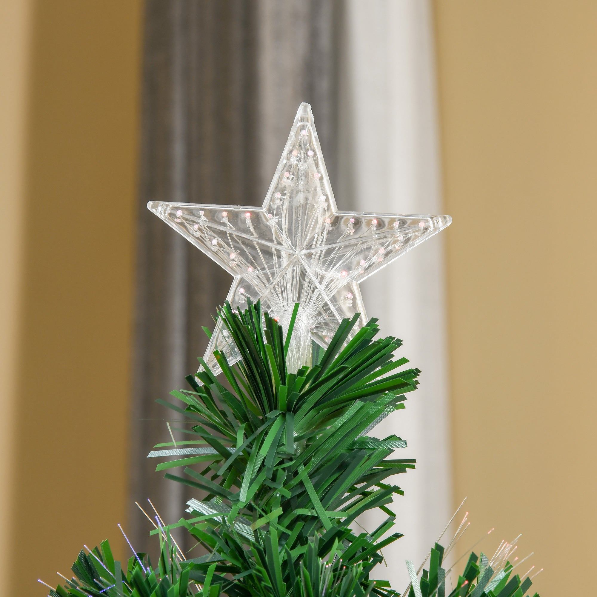 HOMCOM 5FT Pre-Lit Fibre Optic Artificial Christmas Tree Holiday Xmas Décor with Tree Topper Multi-Colour - North Peak Garden Furniture