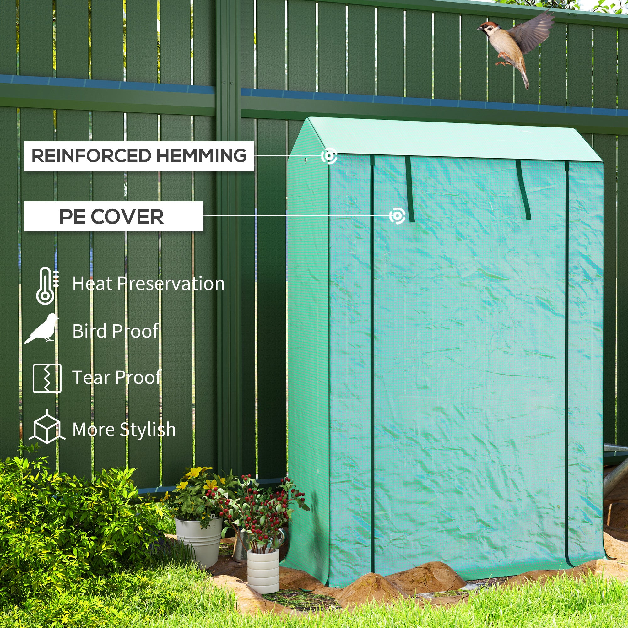 Outsunny 40 x 100cm Three Shelf Steel Frame Greenhouse - Green - North Peak Garden Furniture