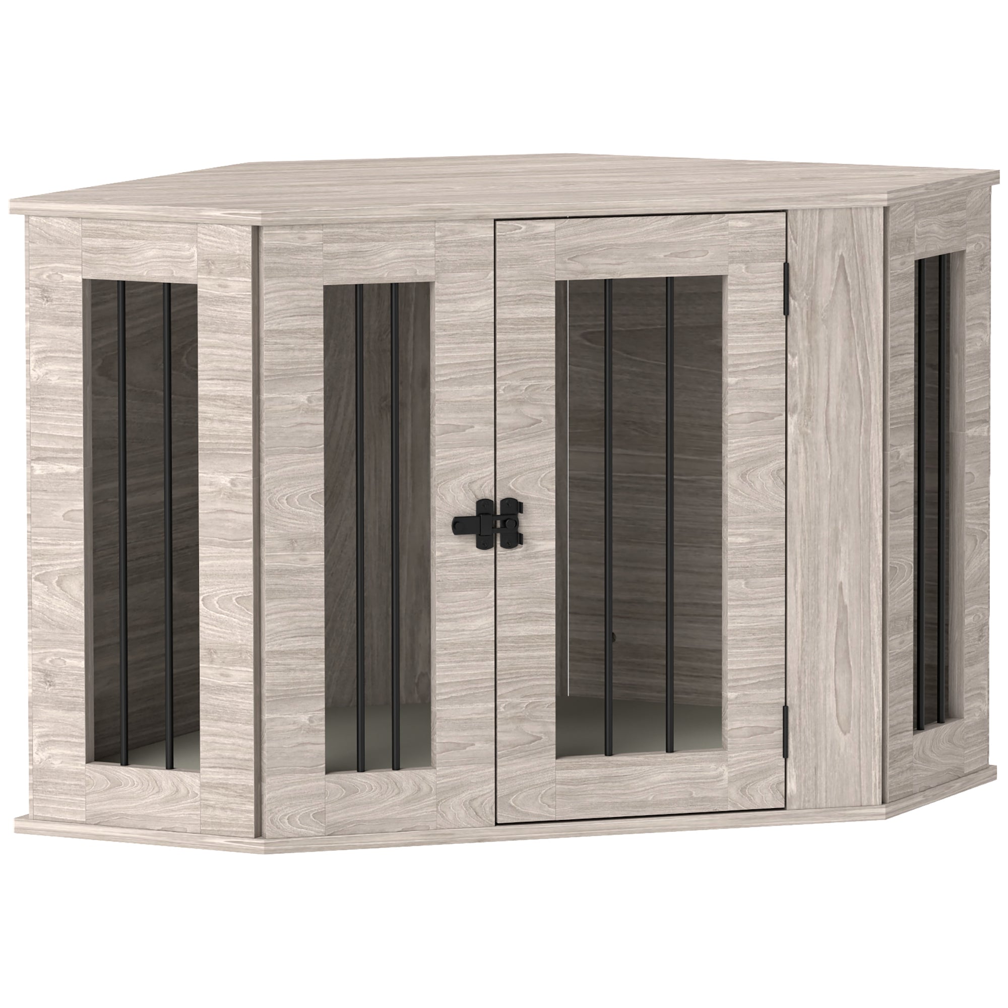 PawHut 2 in 1 Dog Crate Furniture Side Table, with Cushion, 104 x 55 x 63cm - Walnut Brown - North Peak Garden Furniture