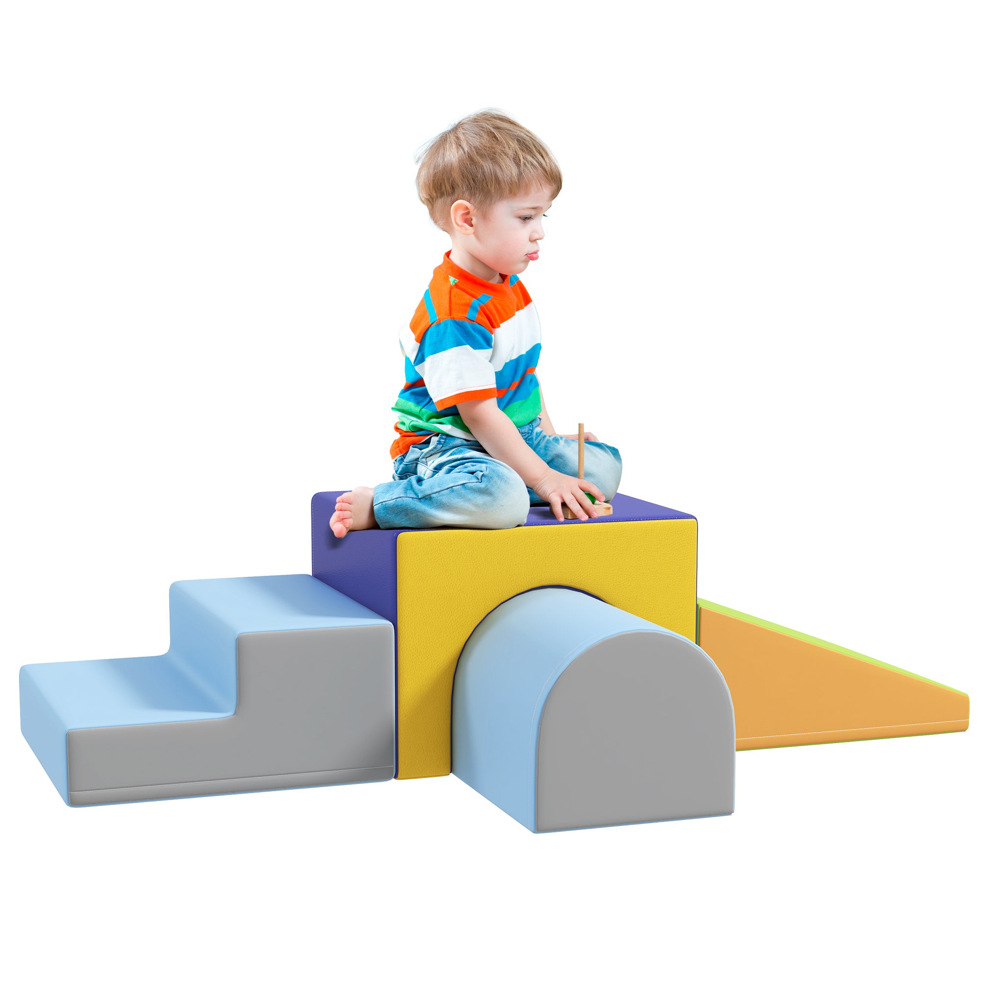 HOMCOM 4-Piece Soft Play Set for Toddlers, Multicoloured - North Peak Garden Furniture