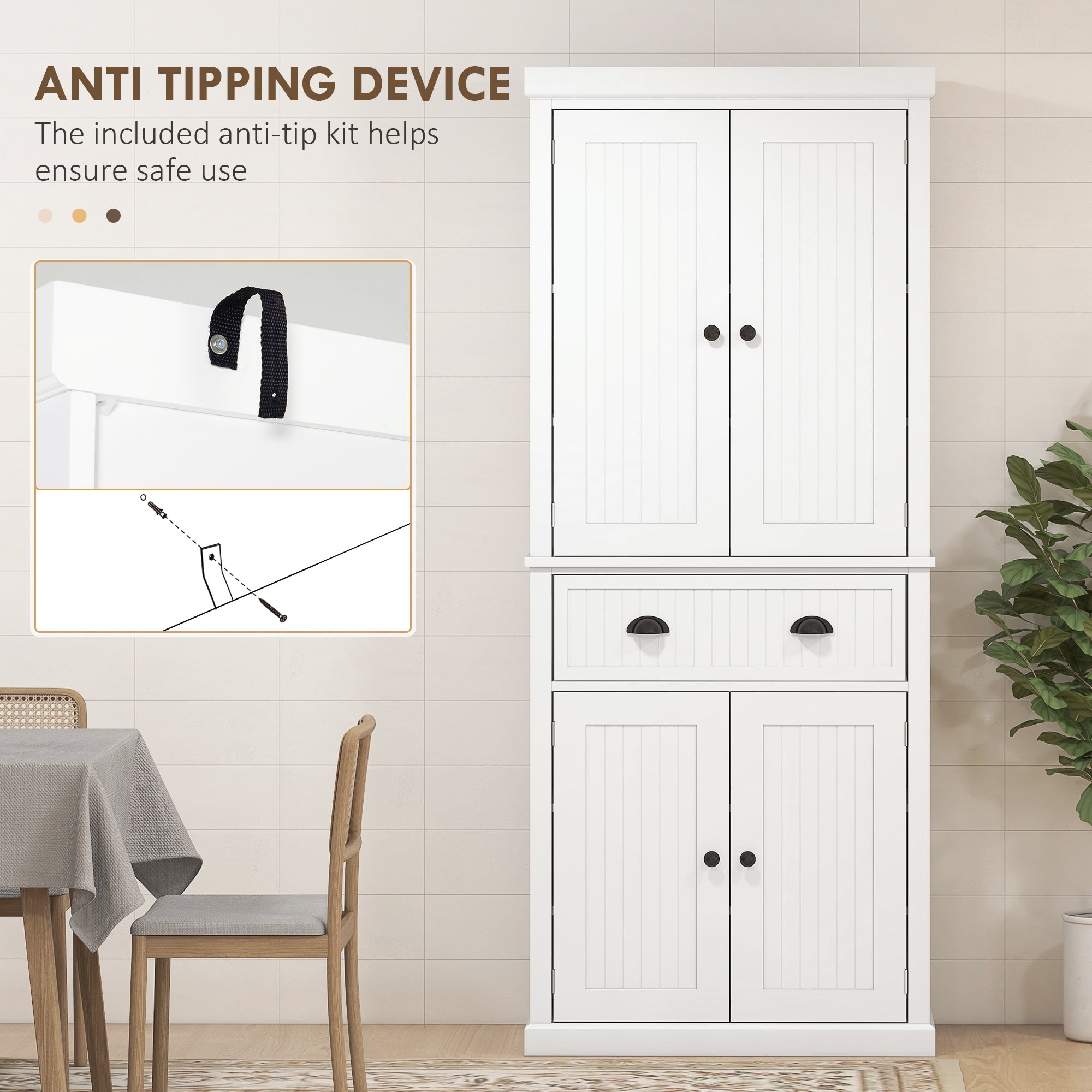 HOMCOM Kitchen Storage Cabinet with Drawer and Adjustable Shelves - White