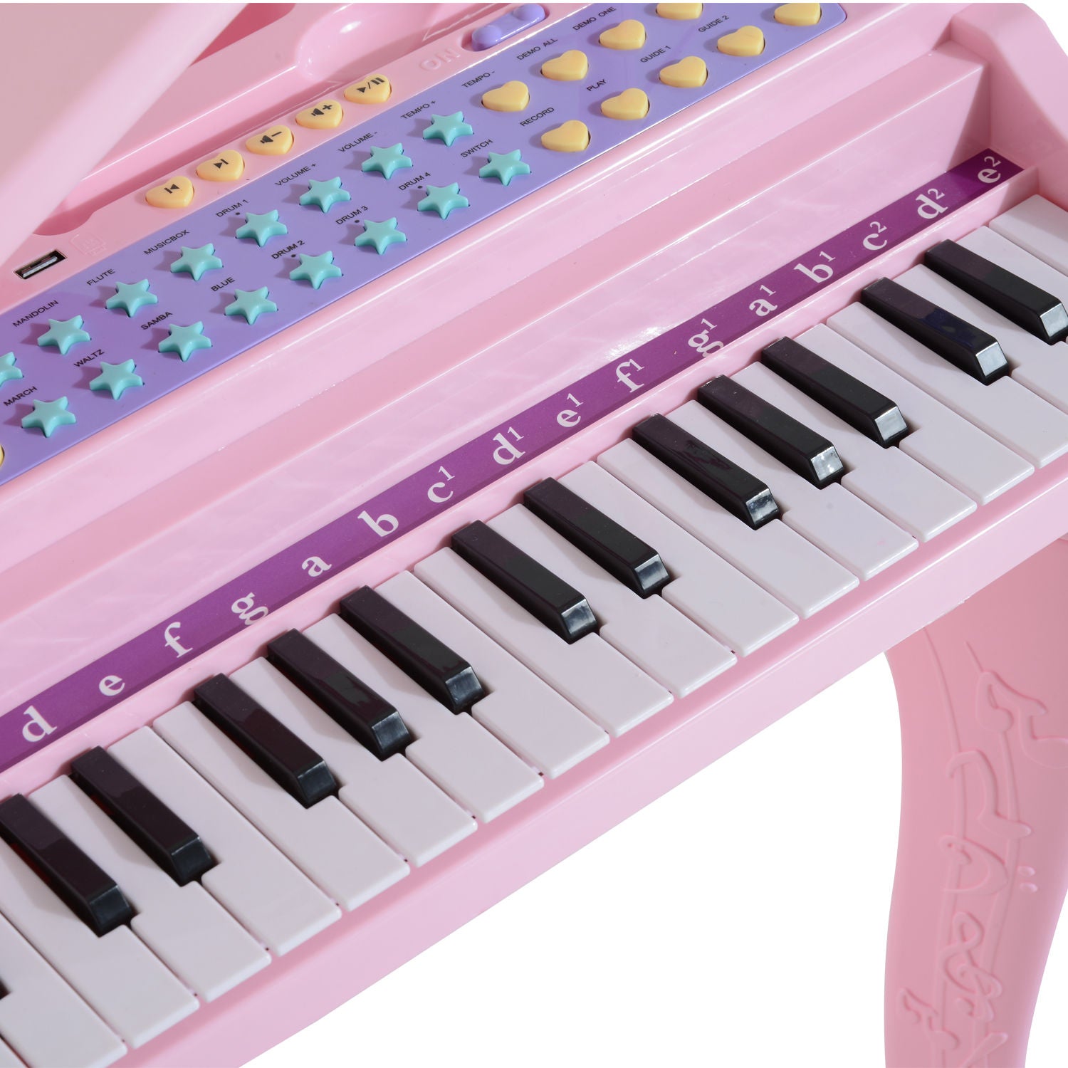 HOMCOM 37 Keys Kids Mini Electronic Keyboard Children Grand Piano with Stool Microphone Light Musical Instrument Educational Game Toy Set (Pink) - North Peak Garden Furniture