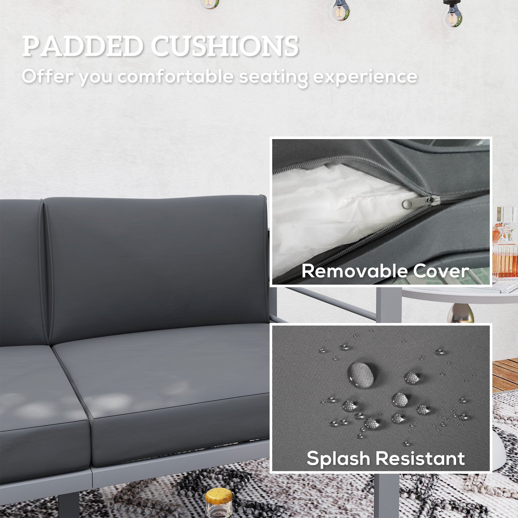 Outsunny Two-Seater Aluminium Garden Sofa - Grey - North Peak Garden Furniture